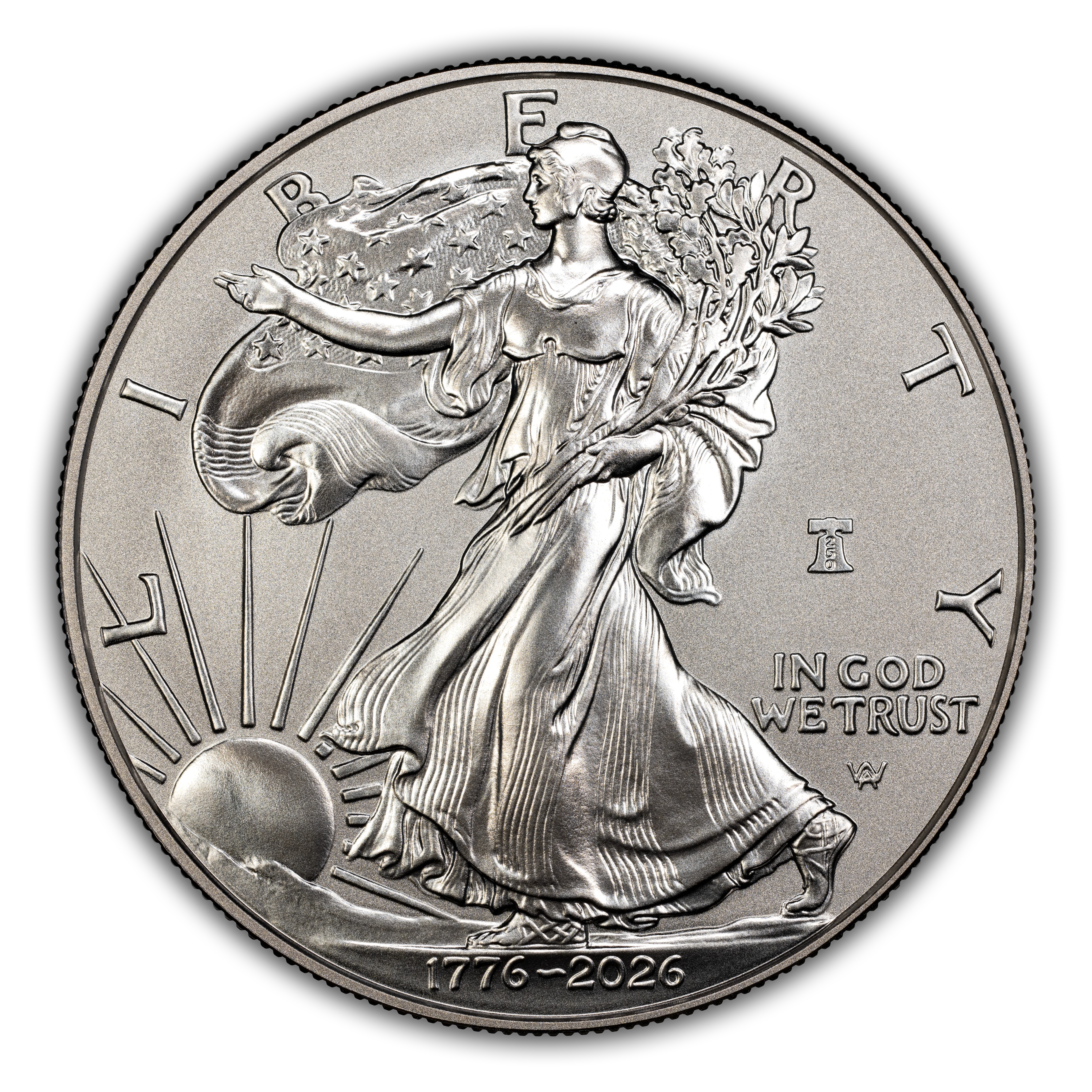 1776~2026-W $1 Silver Eagle, Enhanced Unc, Liberty Bell Privy, 250th Anniversary MS