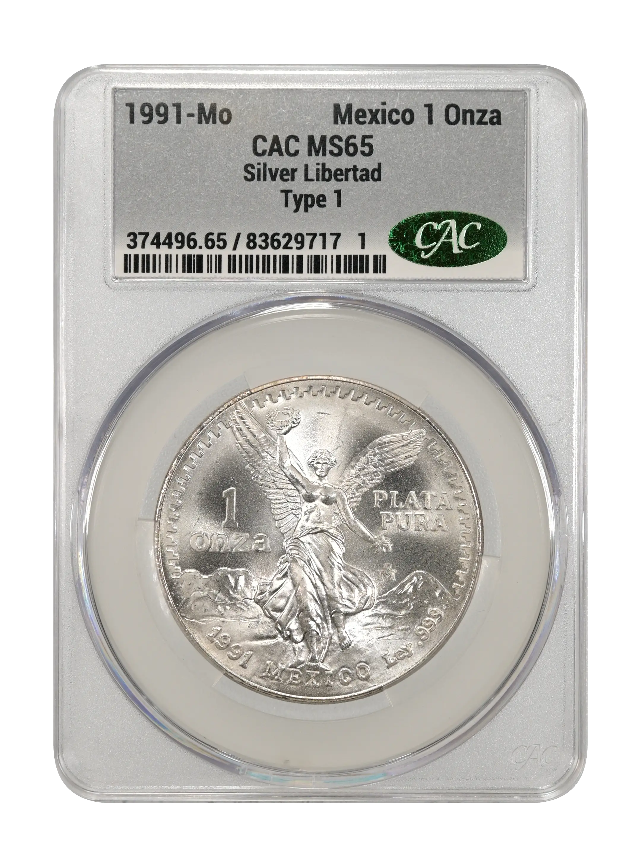 1991-Mo 1 Onza Libertad, Silver, Type 1 MS (KM-494.2) thumbnail 4