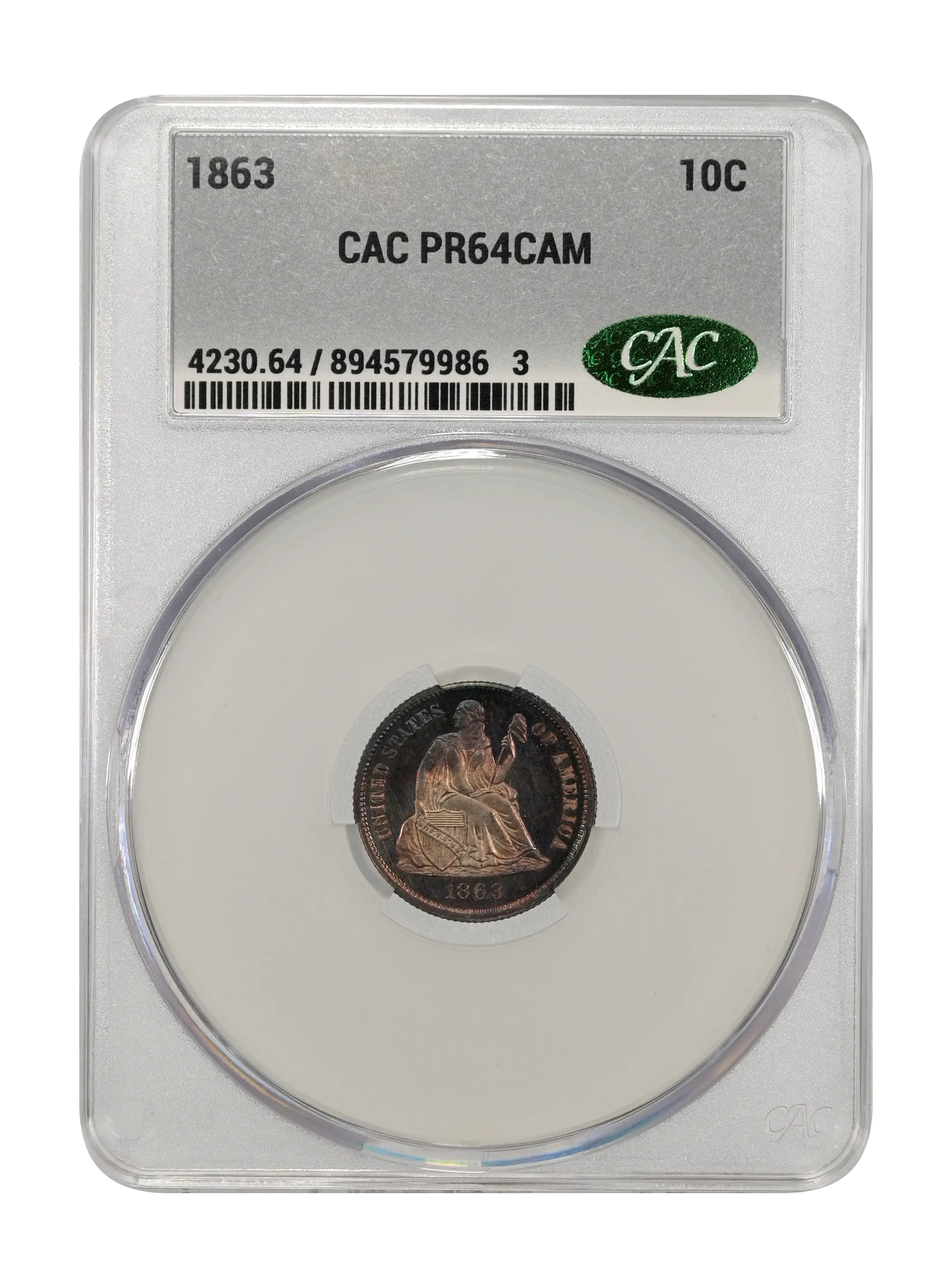 1863 10c PR CAM PR64 CAM CAC thumbnail 22