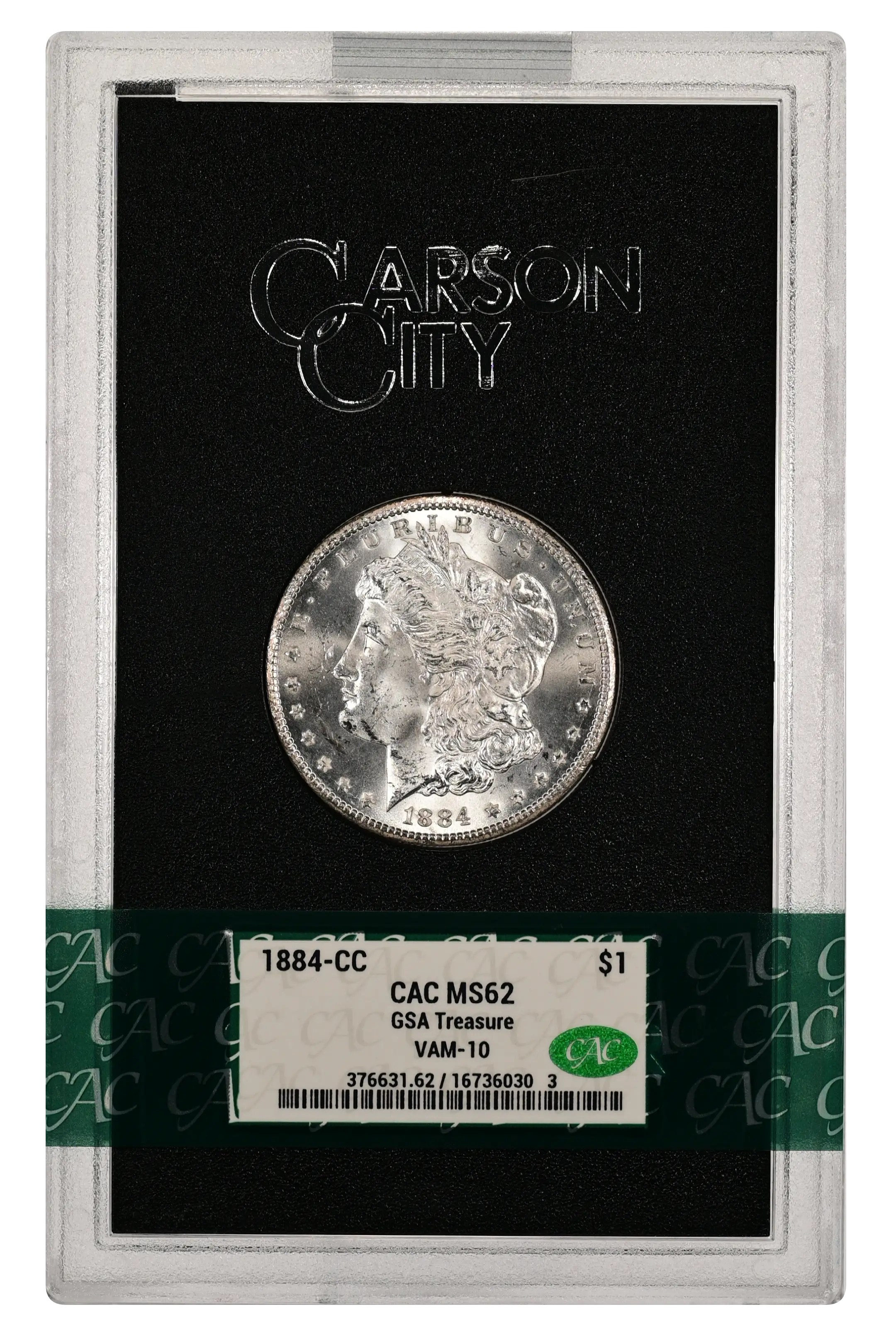 1884-CC $1  GSA Hoard, Far Date, Dash under 8, VAM-10 MS thumbnail 6