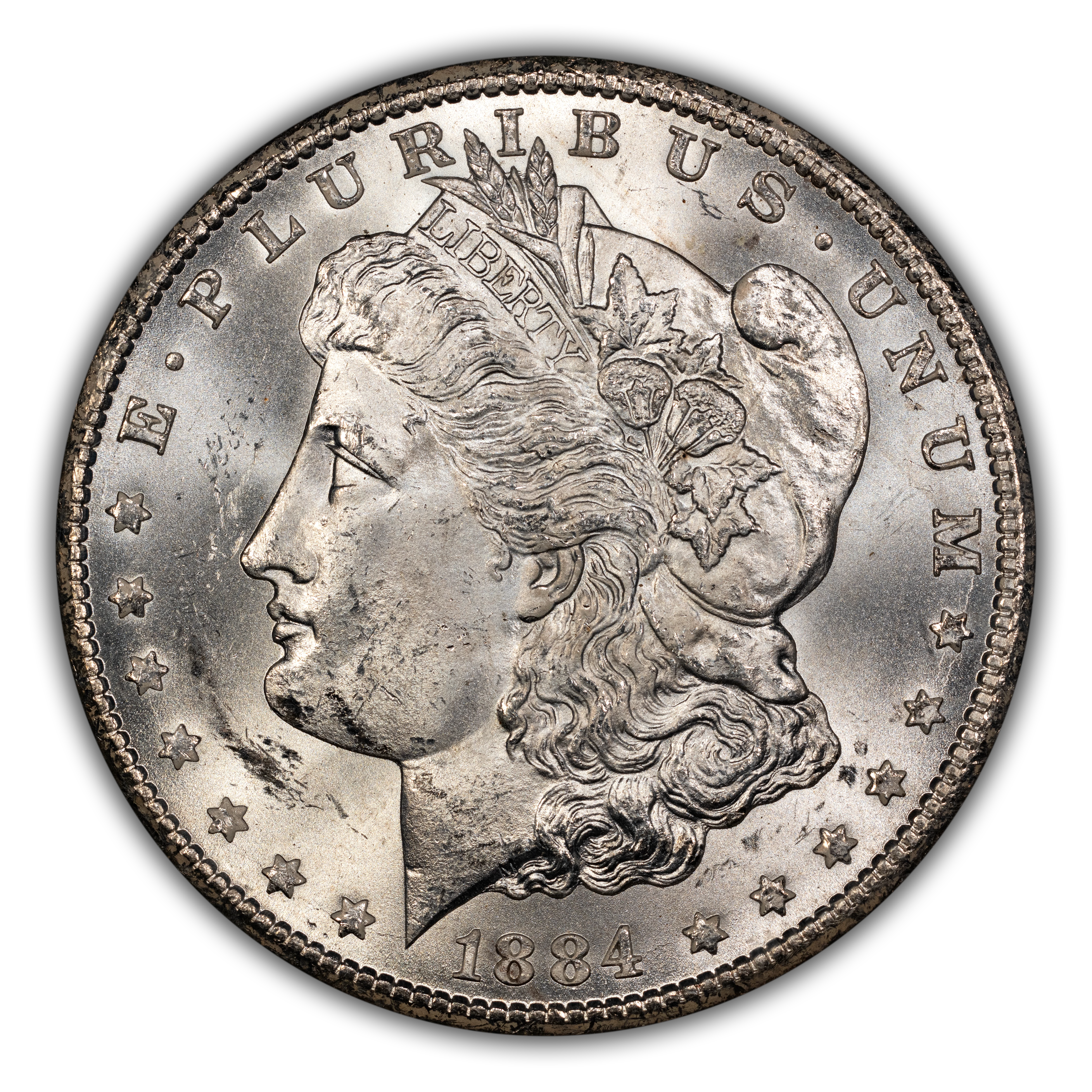 1884-CC $1  GSA Hoard, Far Date, Dash under 8, VAM-10 MS thumbnail 2