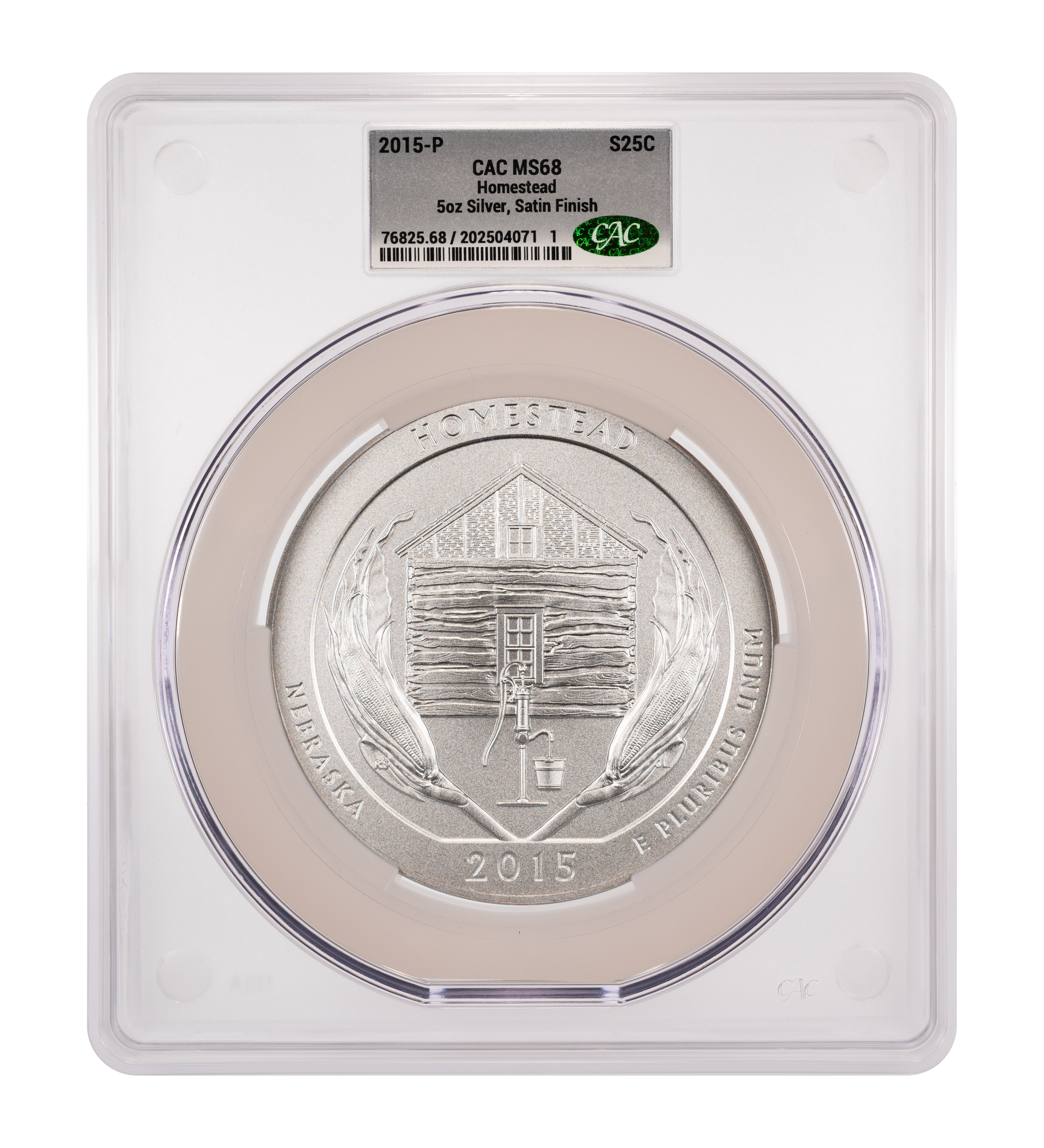 2015-P S25c Homestead , 5oz Silver, Satin Finish SP thumbnail 2