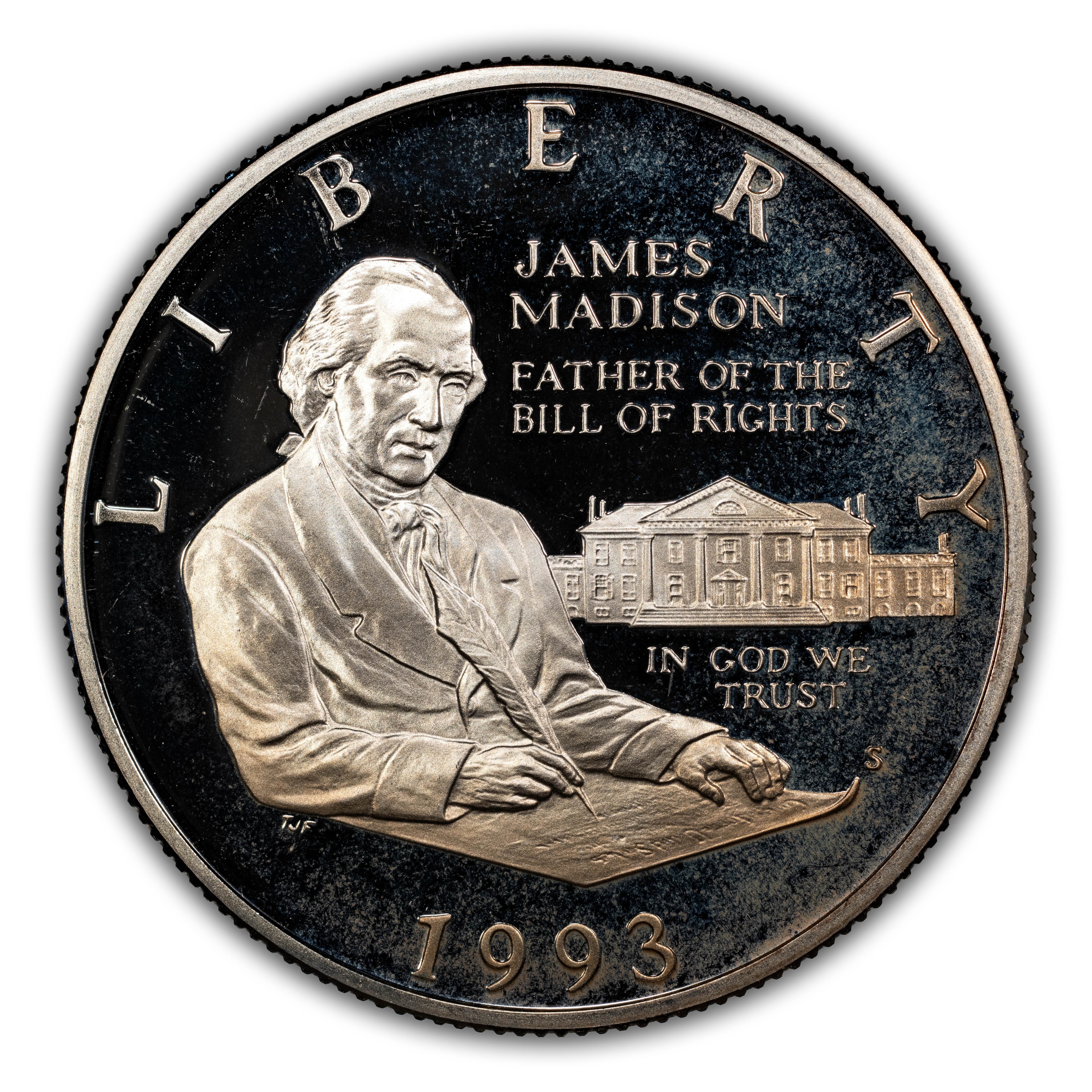1993-S S50c James Madison Bill of Rights, Silver PR DCAM