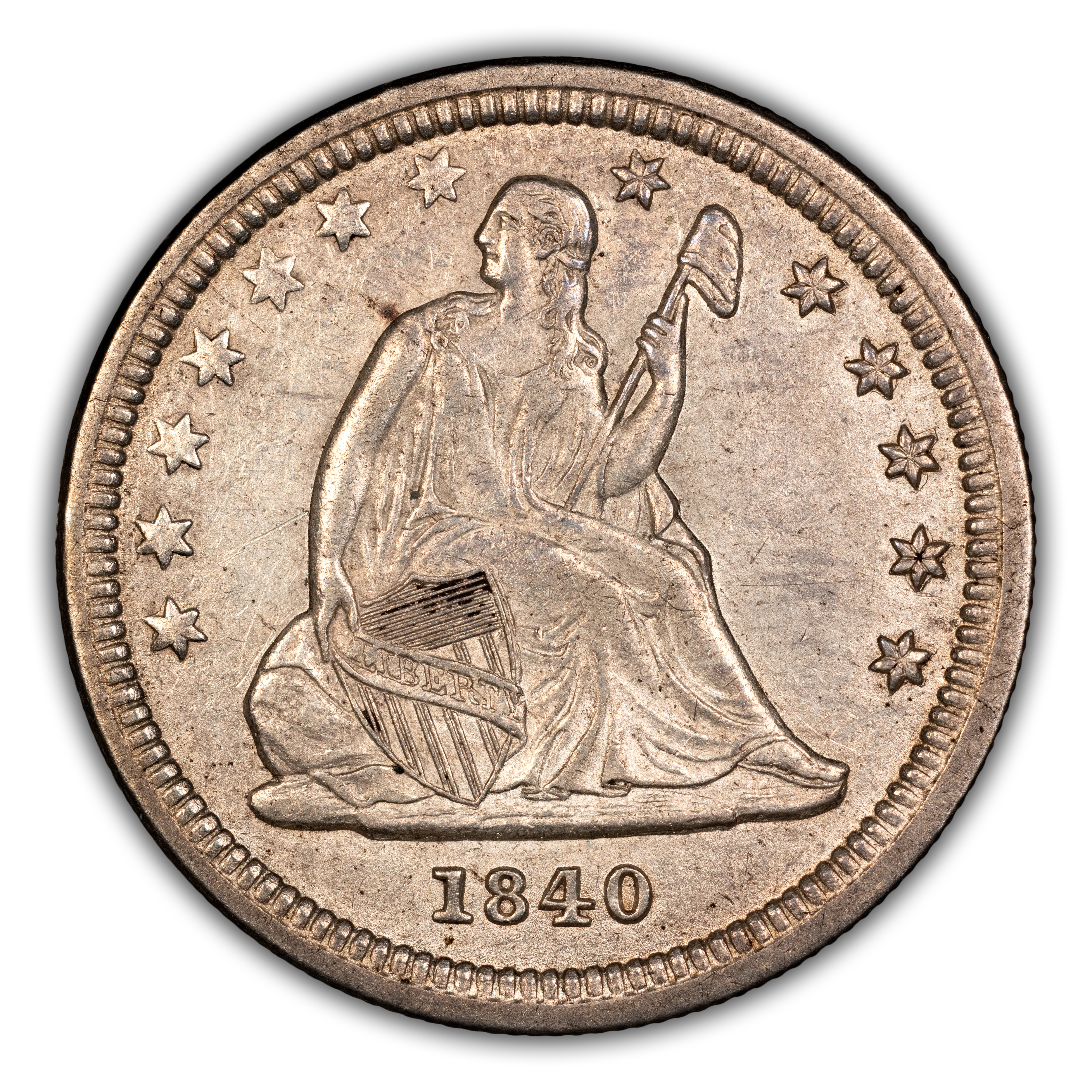 1840-O 25c Drapery MS
