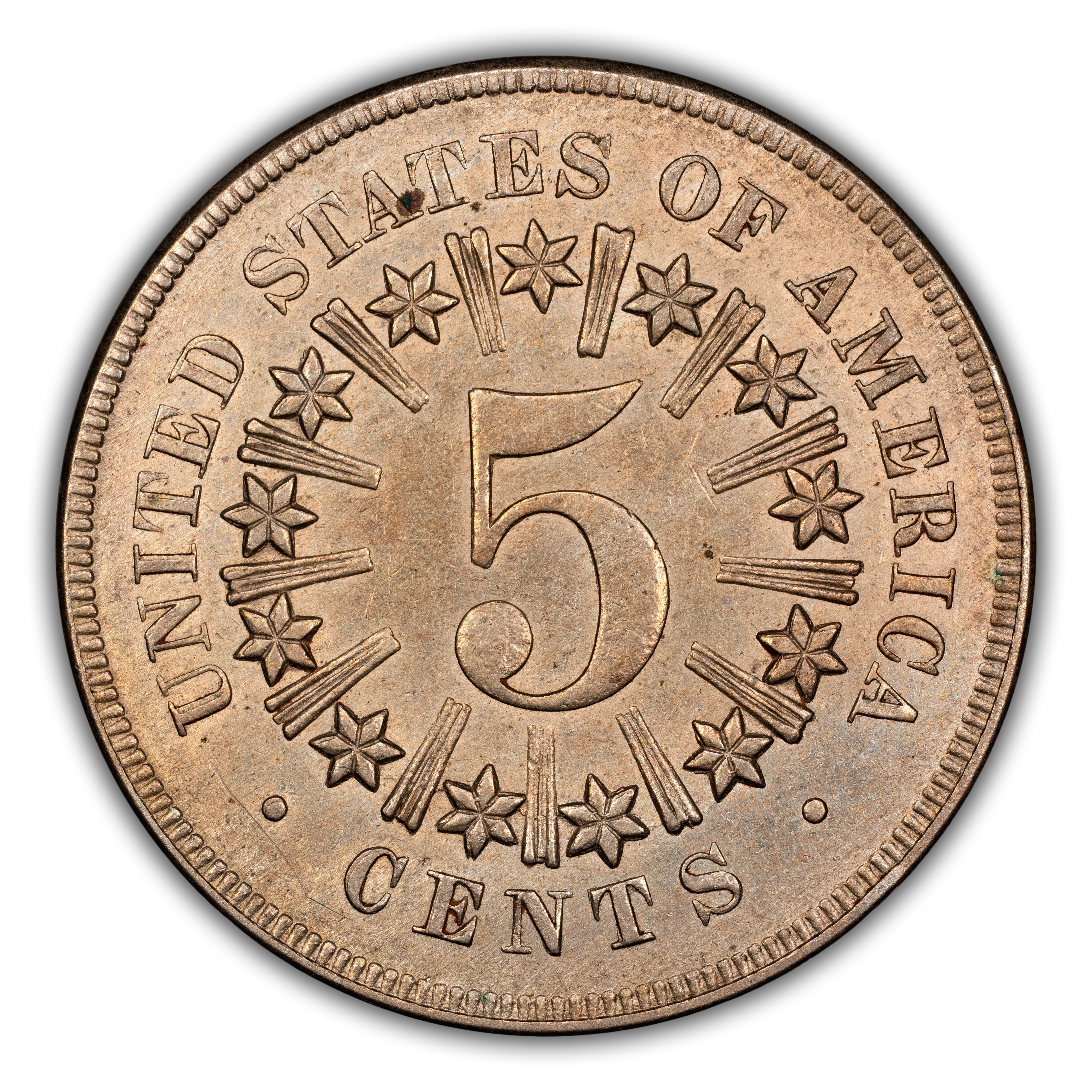 1866/1866 5c Rays, Repunched Date, FS-301 MS thumbnail 3