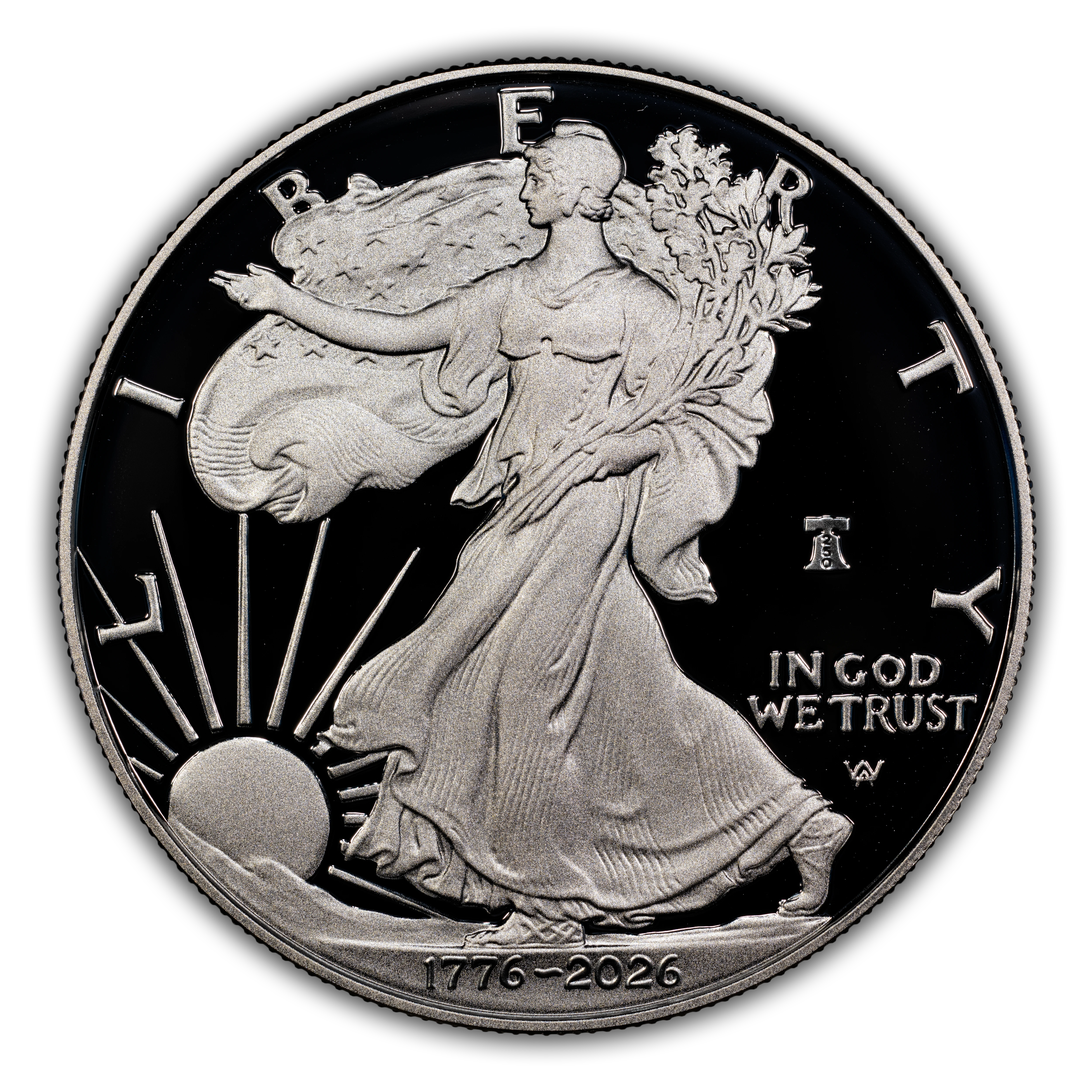 1776~2026-W $1  Silver Eagle, Liberty Bell Privy, 250th Anniversary PR DCAM thumbnail 4