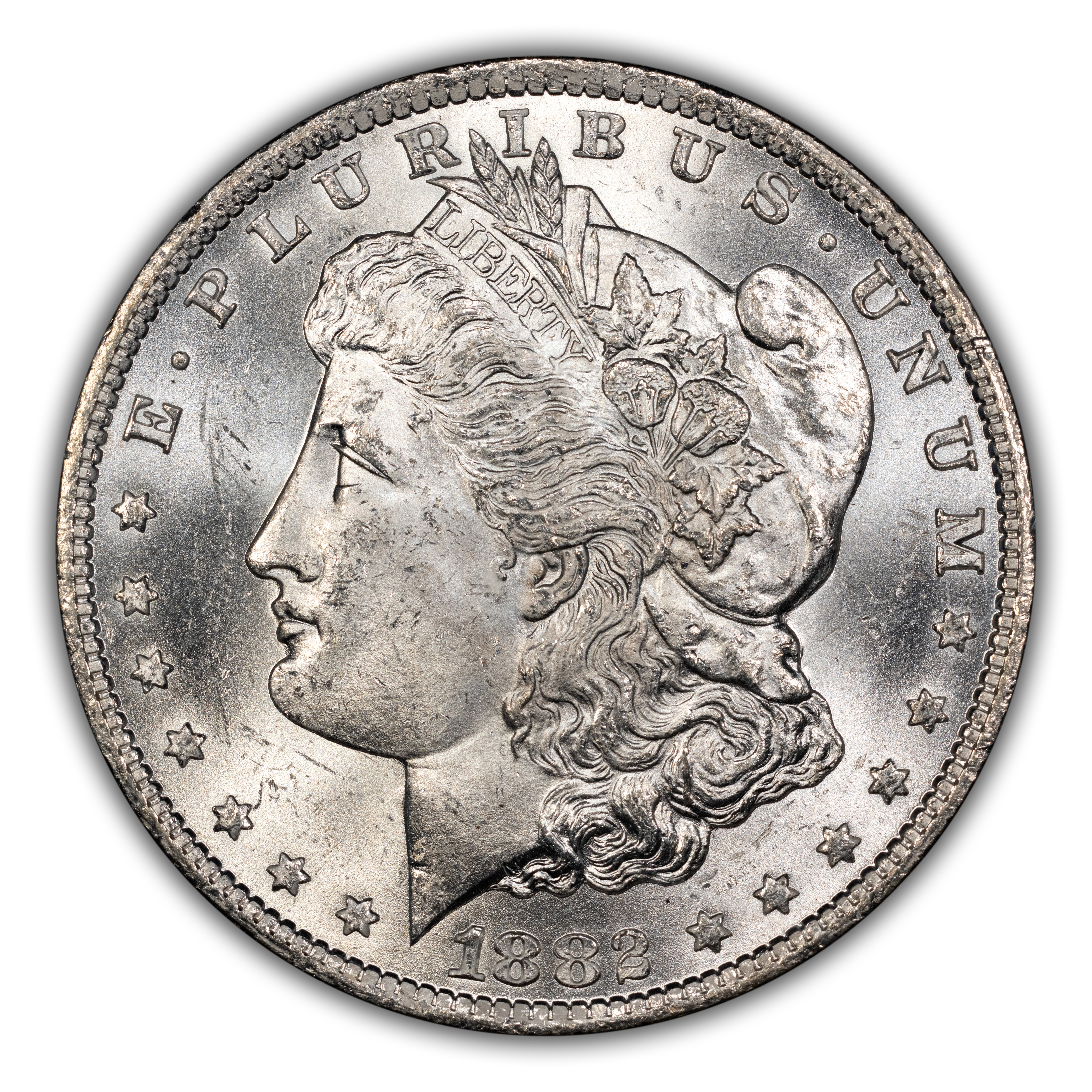1882-CC $1 GSA Hoard, Faint Counter Clash Lip, VAM-2B2 MS