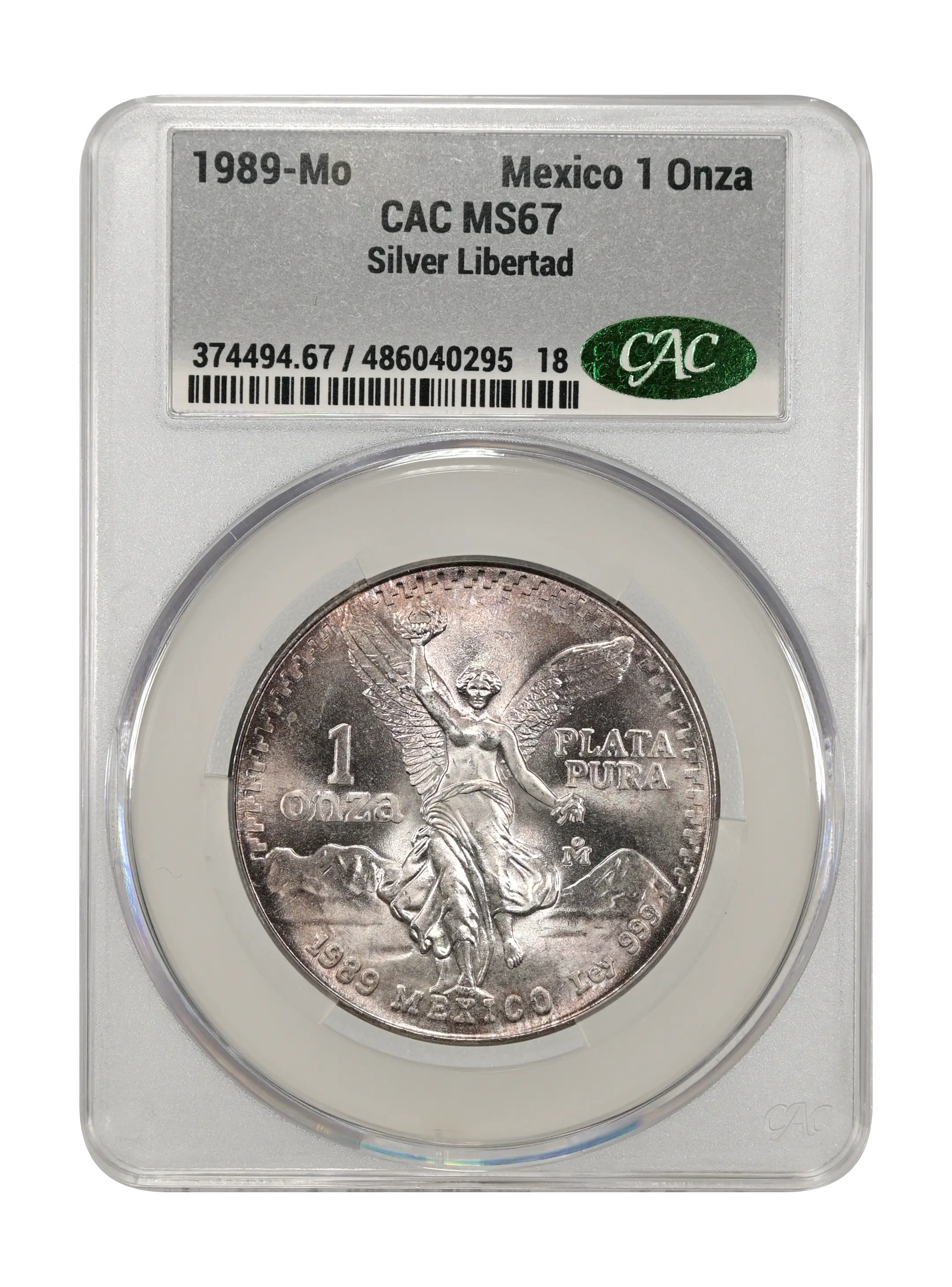 1989-Mo 1 Onza Libertad, Silver, Without Dot MS (KM-494.1) thumbnail 6