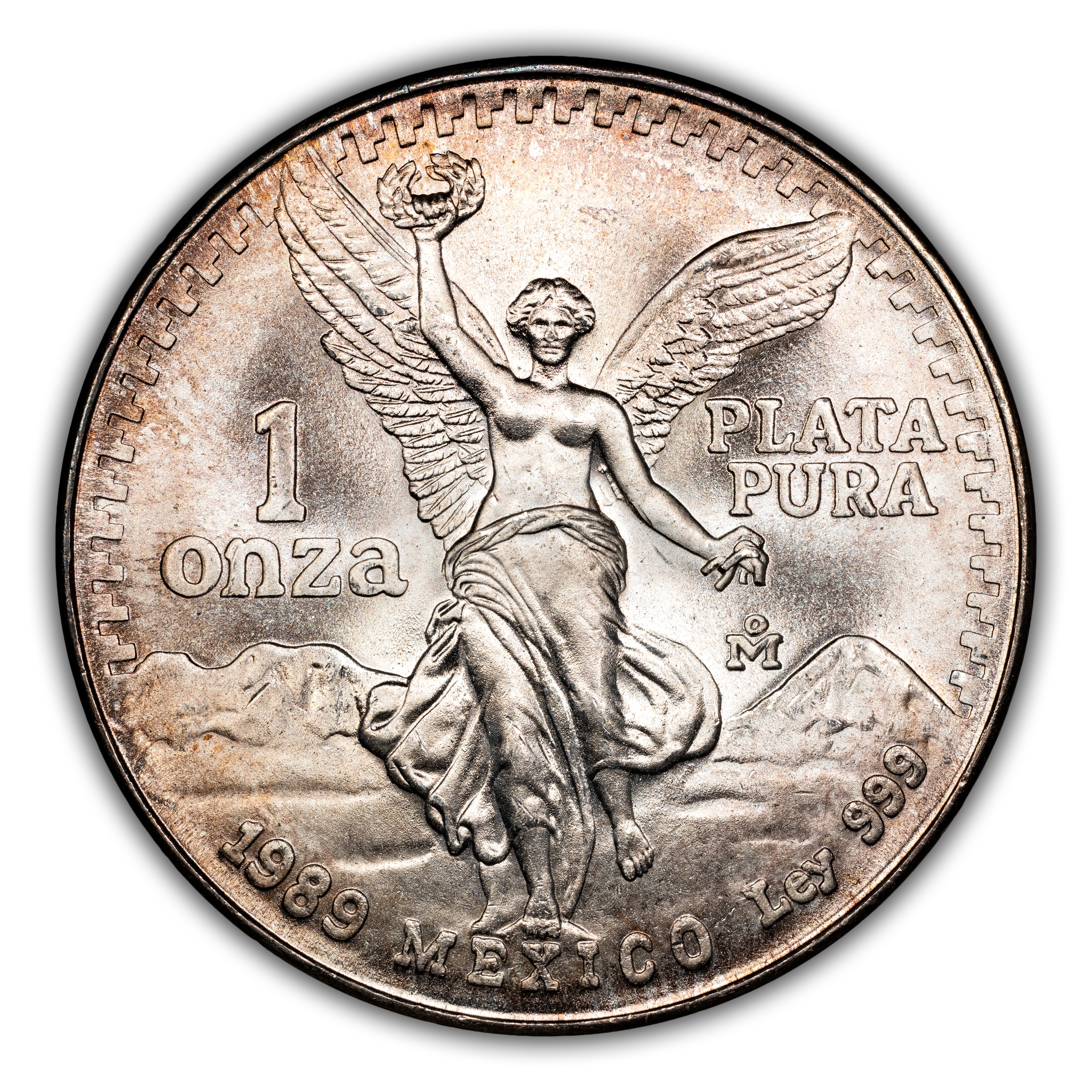 1989-Mo 1 Onza Libertad, Silver, Without Dot MS