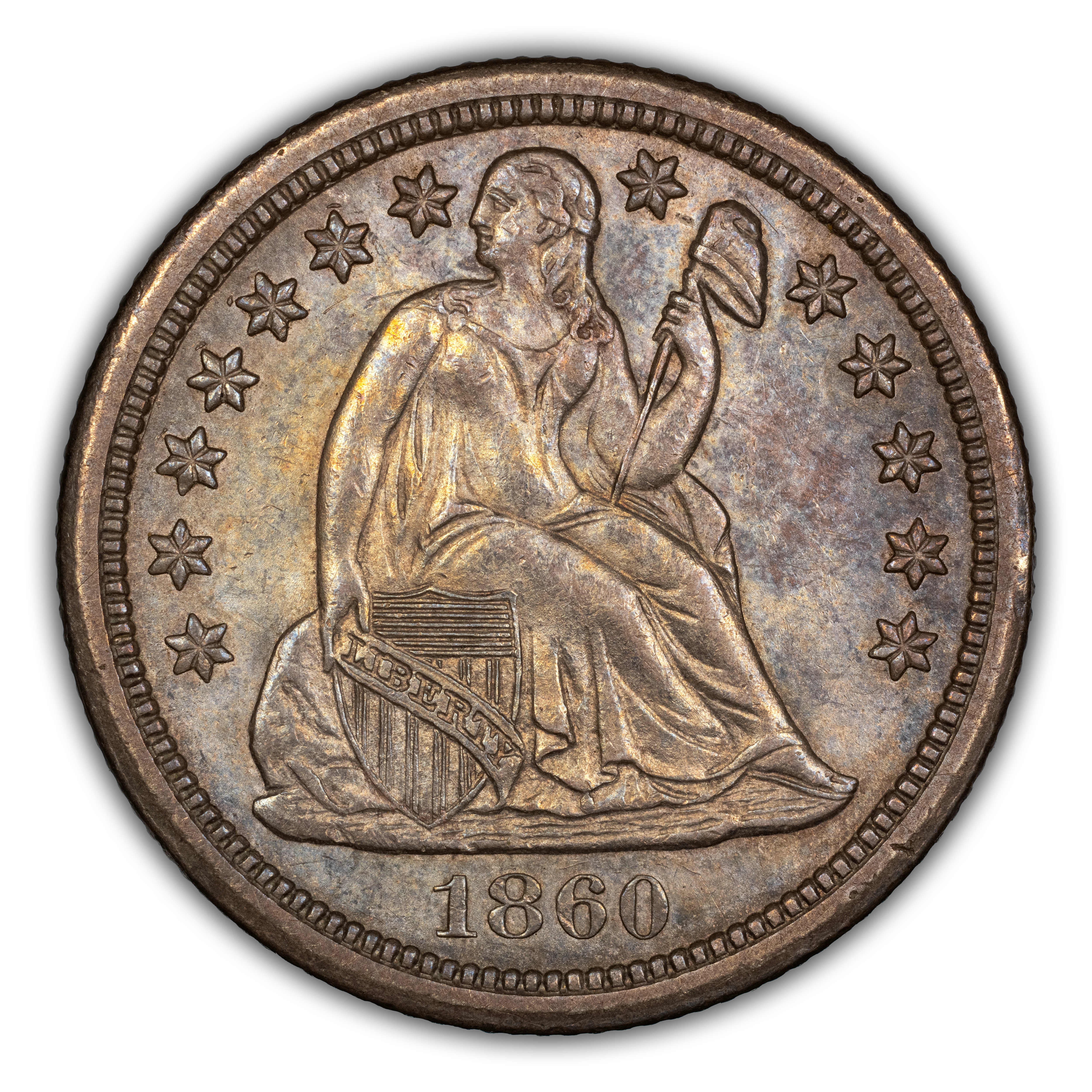 1860-S 10c MS