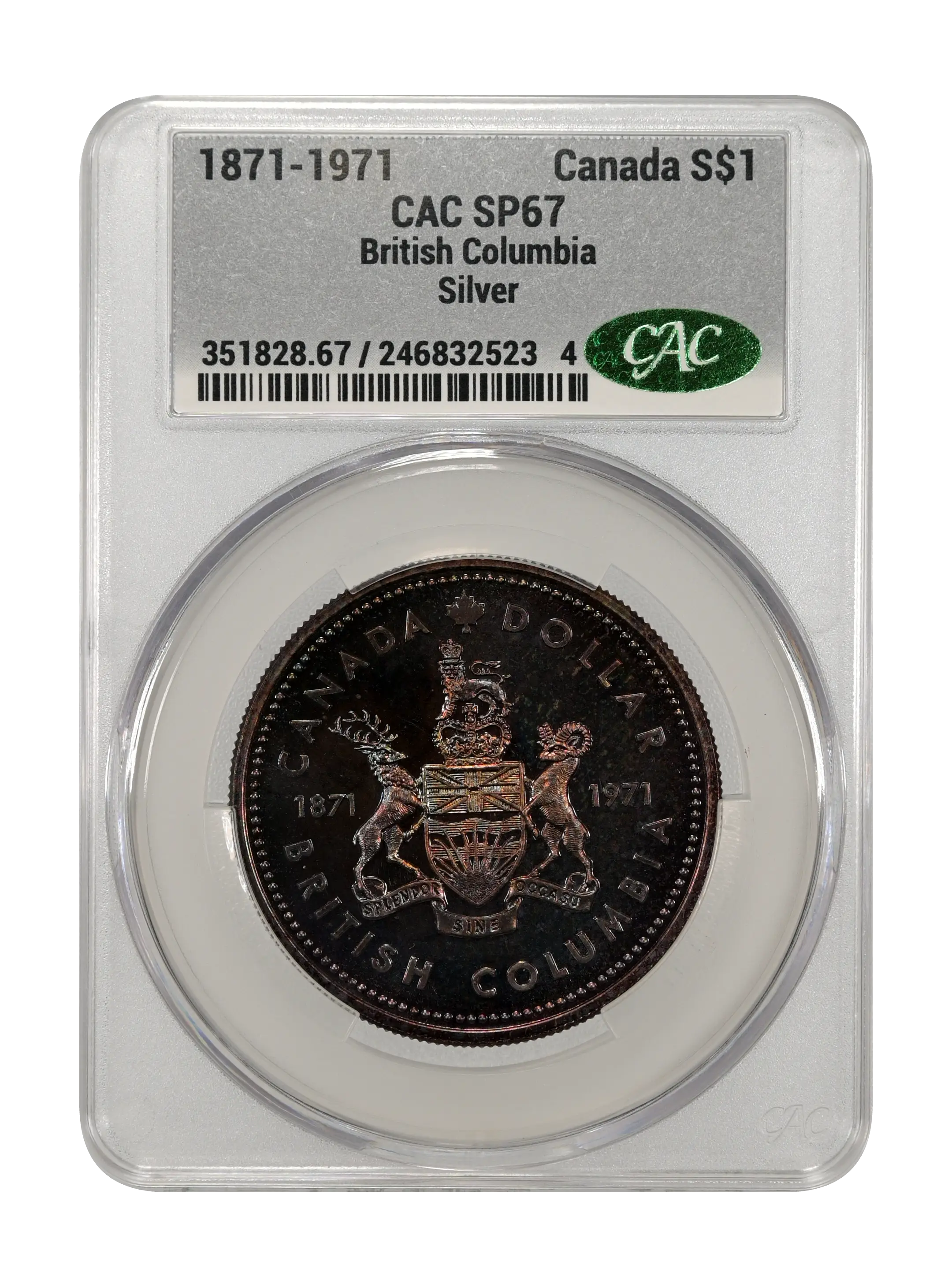 1871-1971 S$1  Silver, British Columbia Centennial SP thumbnail 4