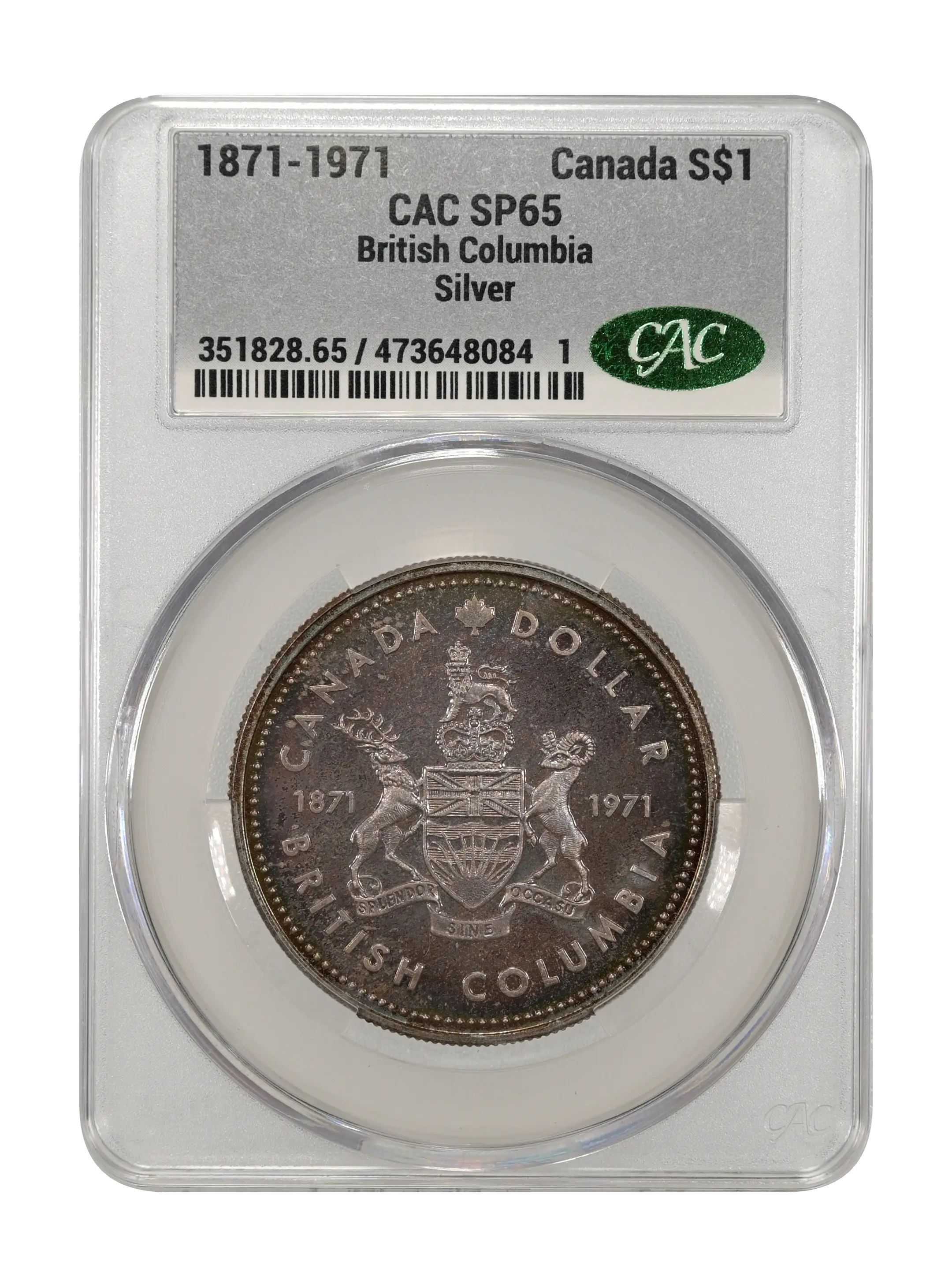 1871-1971 S$1  Silver, British Columbia Centennial SP thumbnail 5