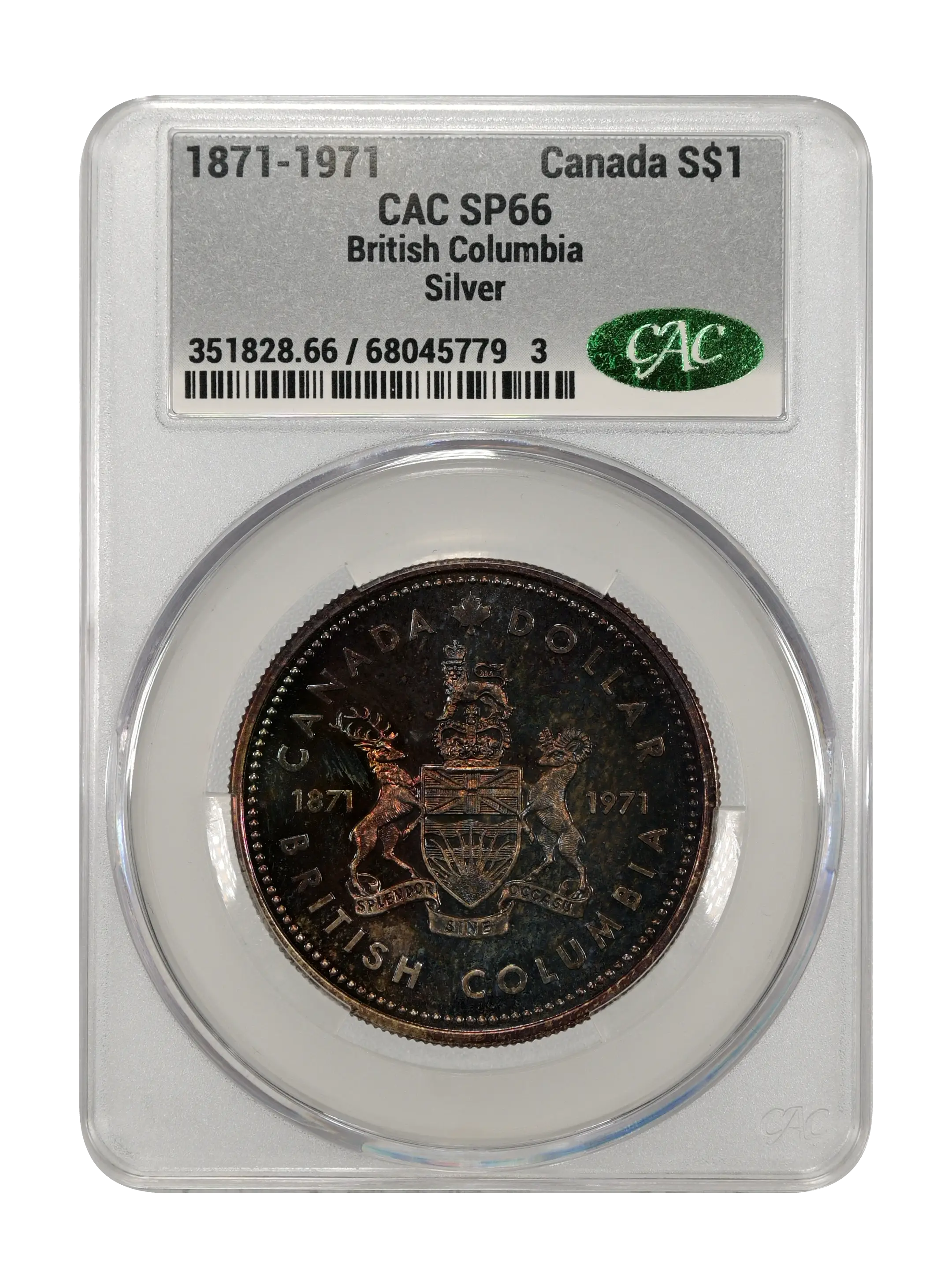 1871-1971 S$1  Silver, British Columbia Centennial SP thumbnail 3