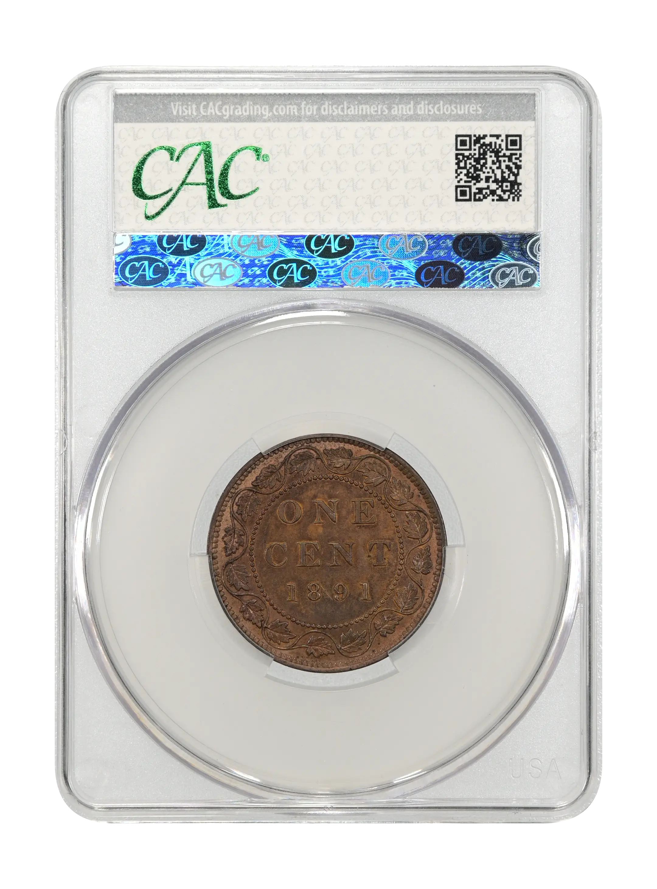 1891 1c Small Date, Small Leaves, Obverse 3a MS BN thumbnail 7
