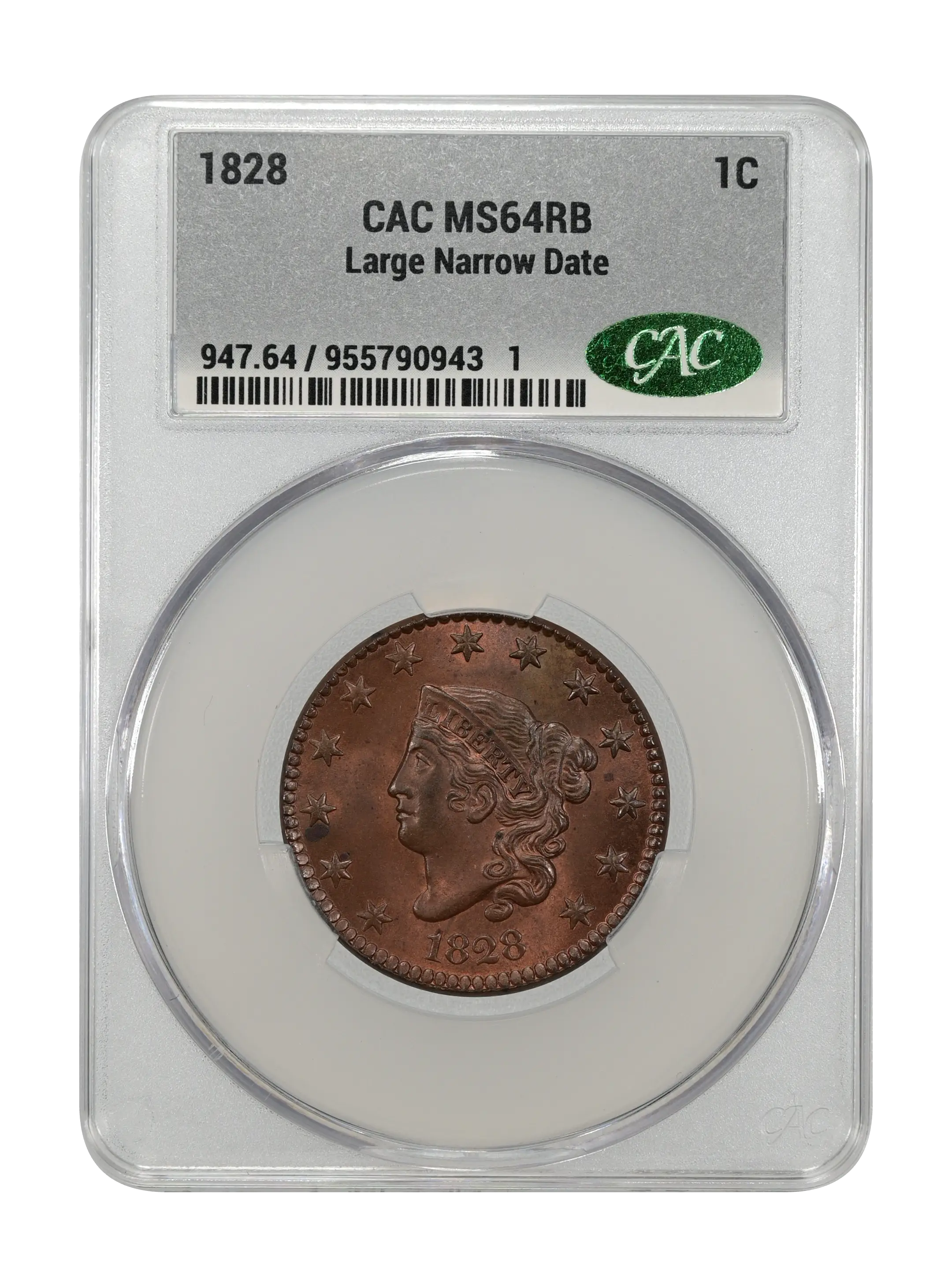 1828 1c Large Narrow Date, N-6 MS RB thumbnail 7