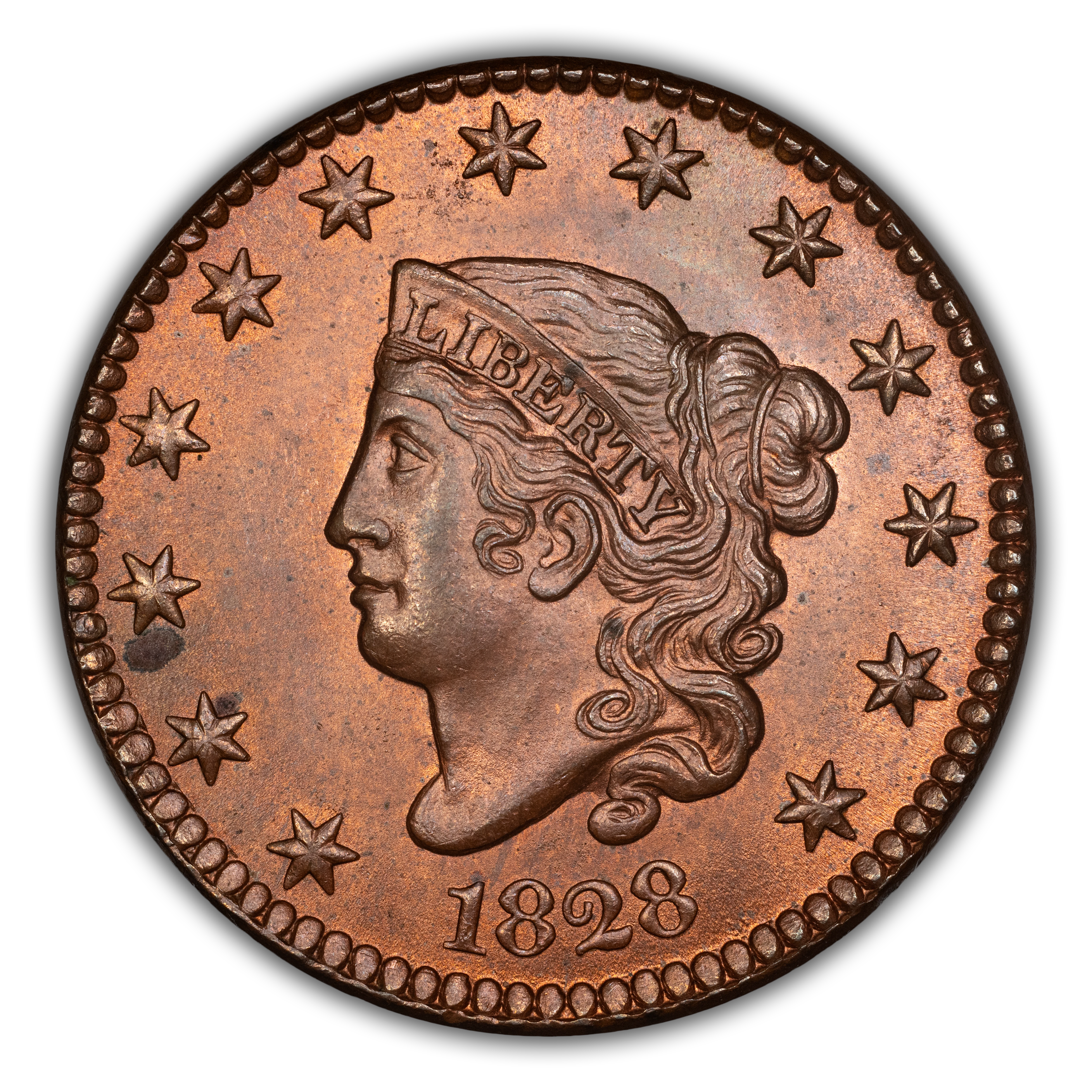 1828 1c Large Narrow Date, N-6 MS RB thumbnail 2