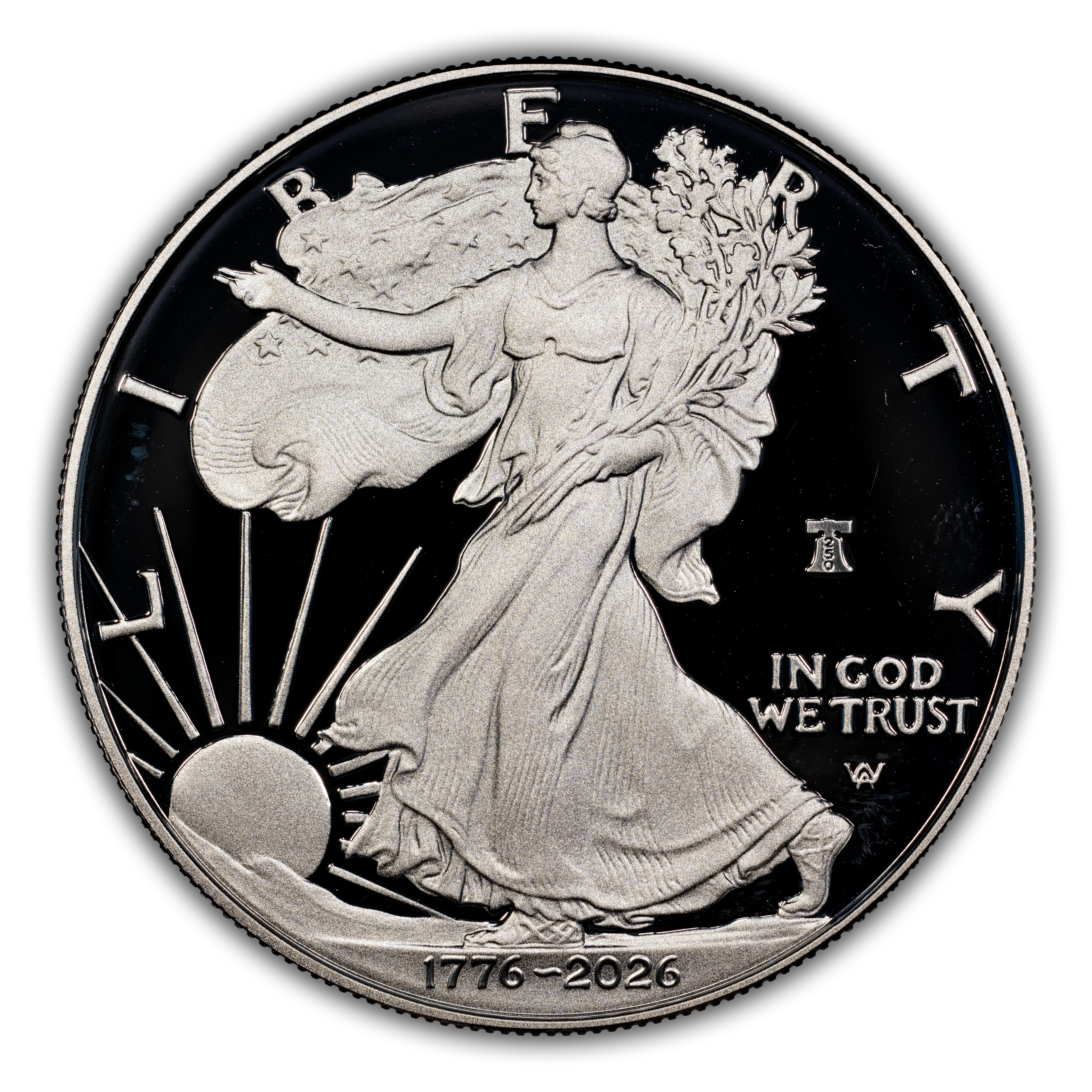1776~2026-W $1  Silver Eagle, Liberty Bell Privy, 250th Anniversary PR DCAM thumbnail 3