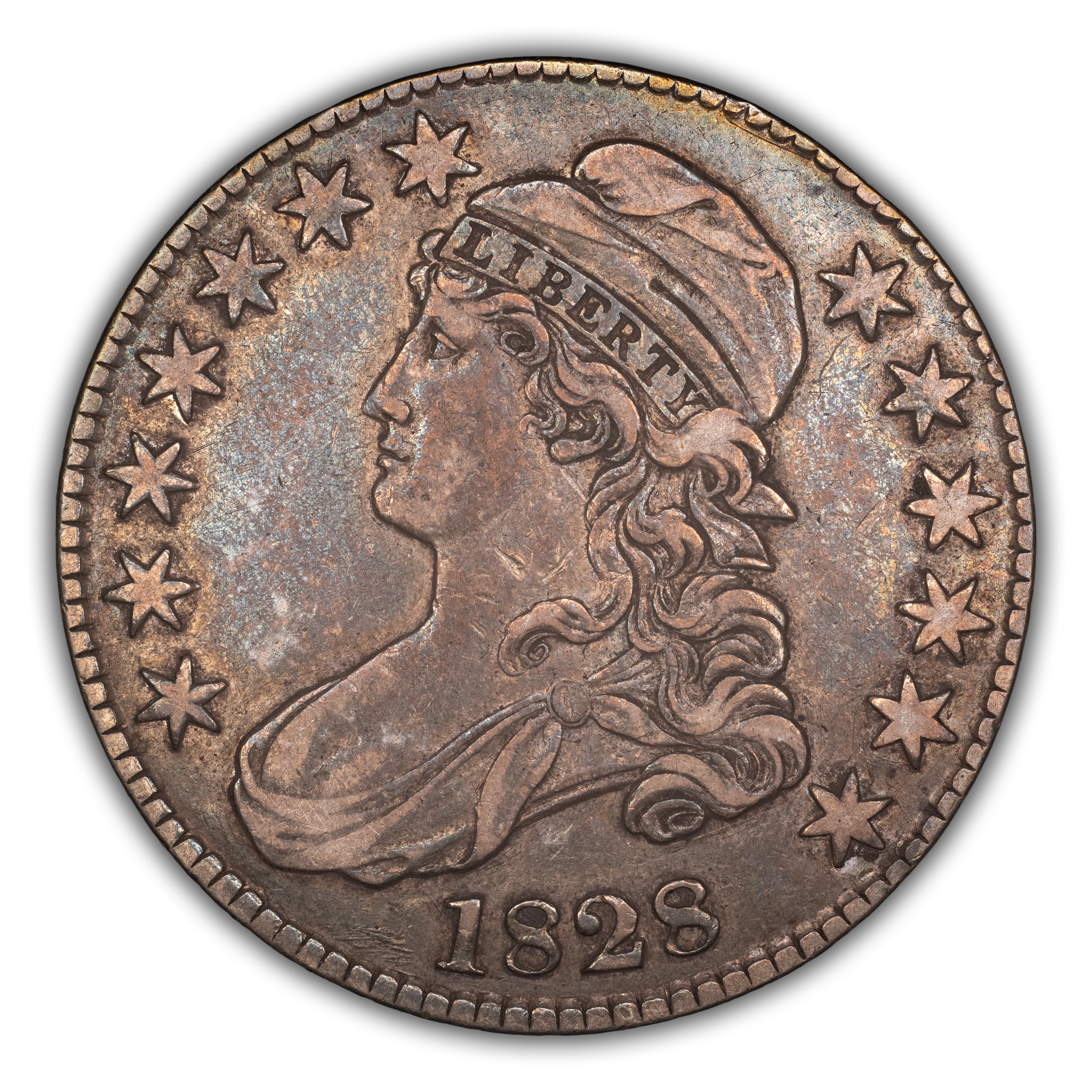 1828 50c Square Base 2, Small 8s, Large Letters, O-123 MS