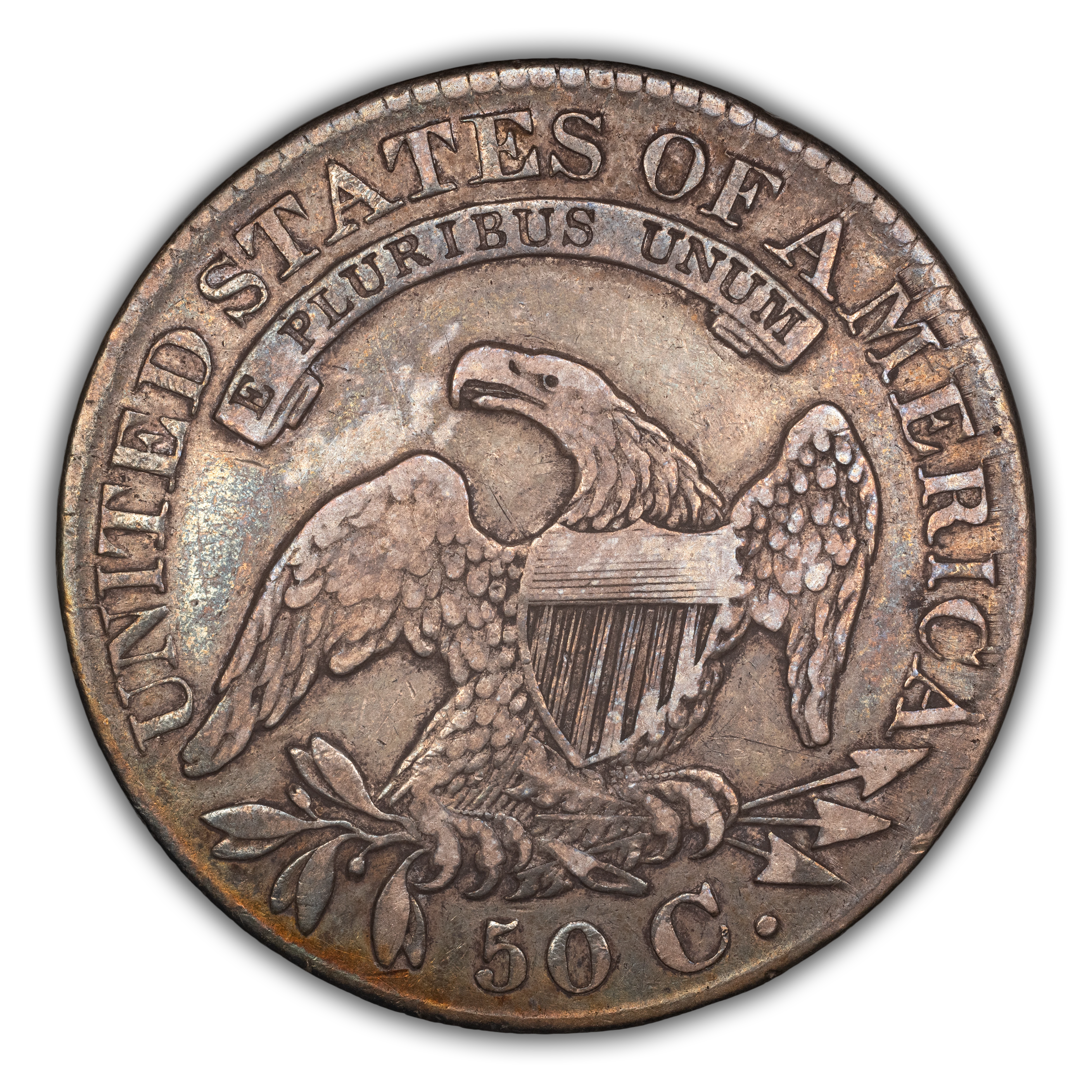 1828 50c Square Base 2, Small 8s, Large Letters, O-123 MS thumbnail 3