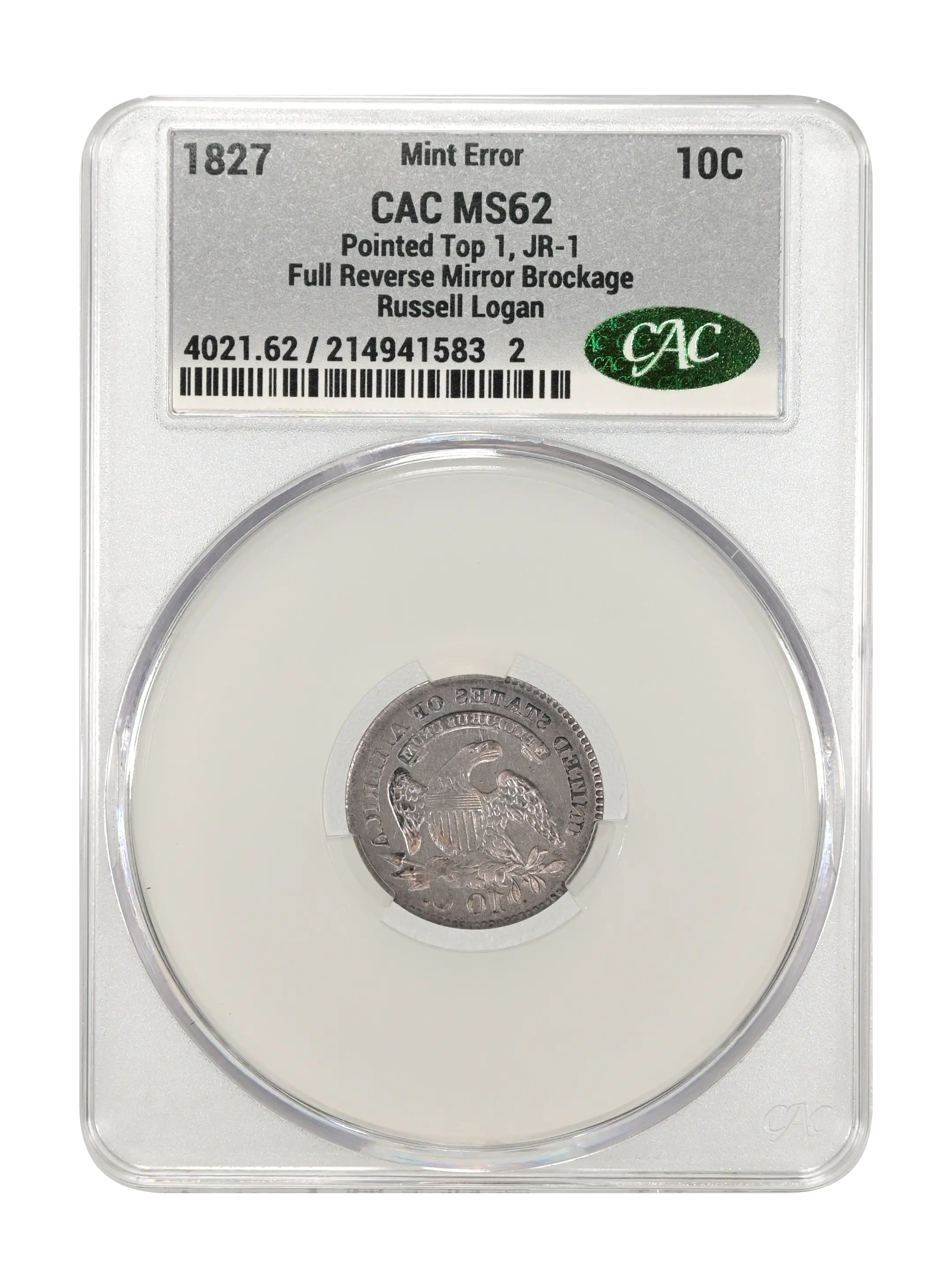 1827/7 10c Pointed Top 1, JR-1 MS thumbnail 9