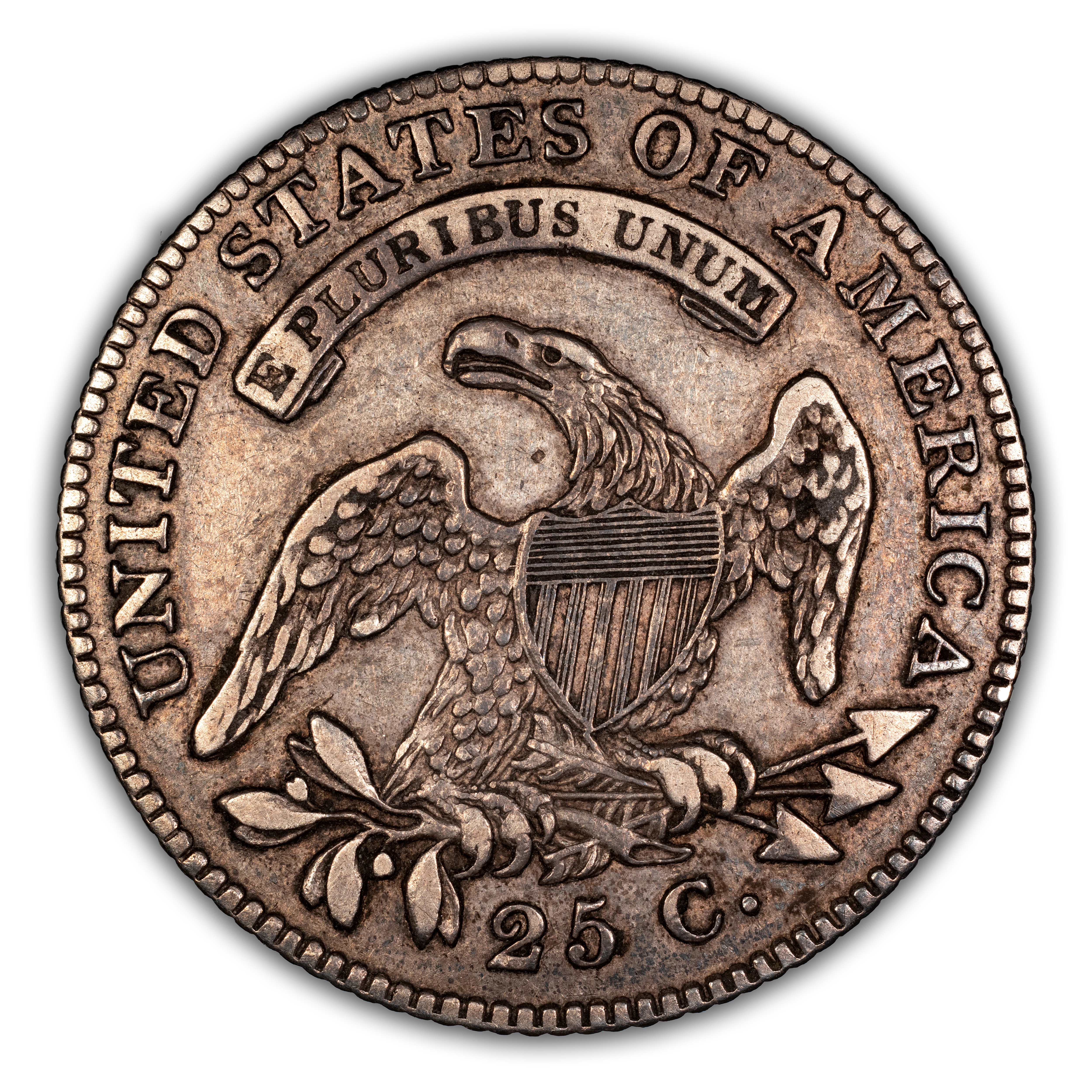 1825/4/(2) 25c Overdate, Counterstamp 'L', B-2 MS thumbnail 2