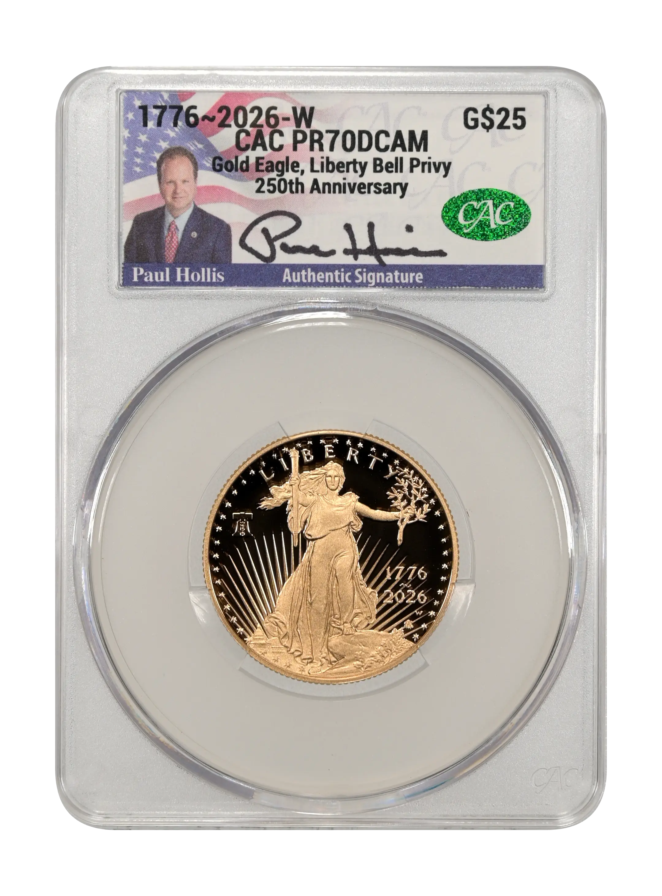 1776~2026-W $25  Gold Eagle, Liberty Bell Privy, 250th Anniversary PR DCAM thumbnail 9
