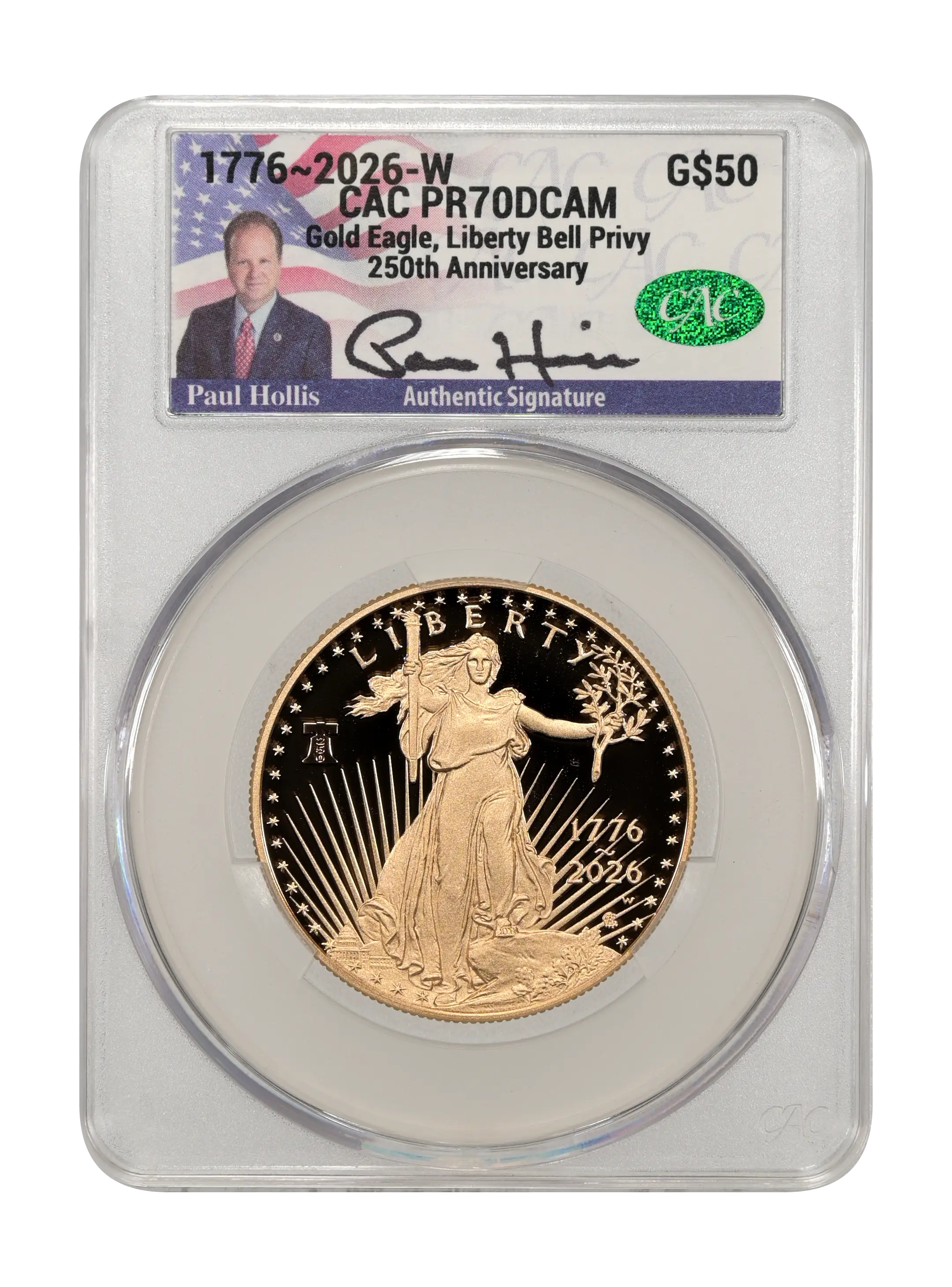 1776~2026-W G$50  Gold Eagle, Liberty Bell Privy, 250th Anniversary PR DCAM thumbnail 12