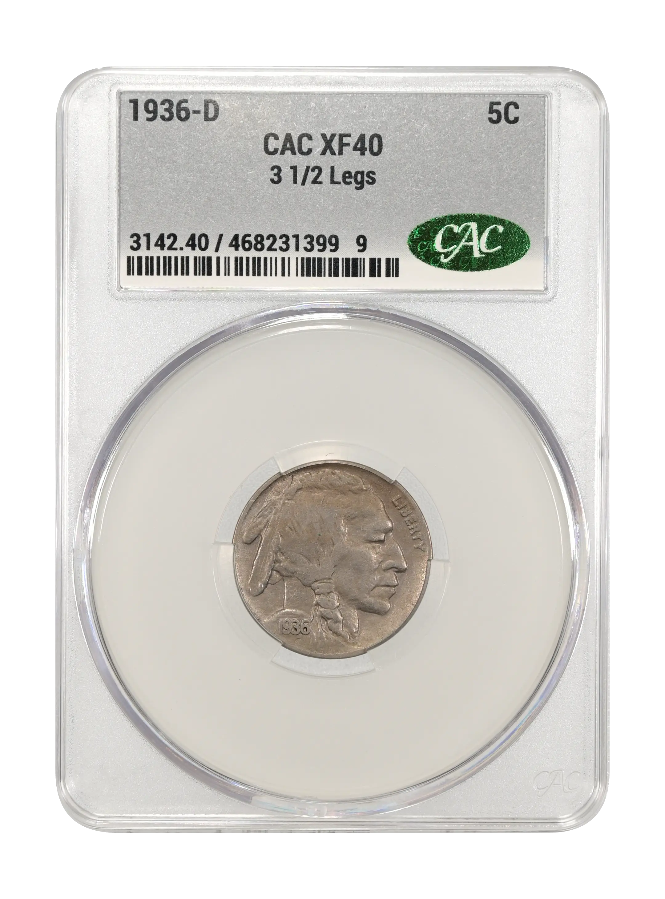 1936-D 5c 3 1/2 Legs MS thumbnail 15