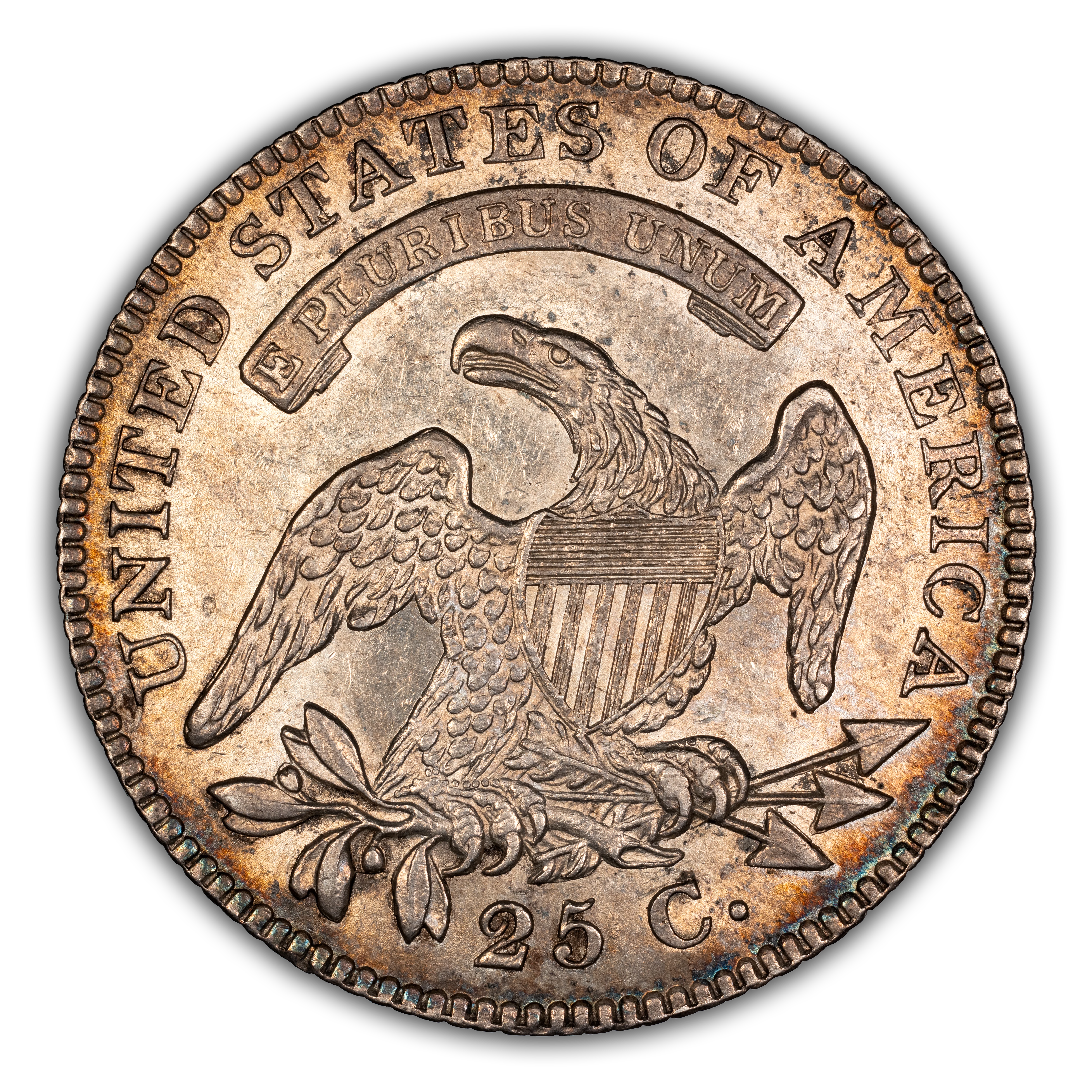 1825/4/(2) 25c Overdate, Counterstamp 'E', B-2 MS thumbnail 2