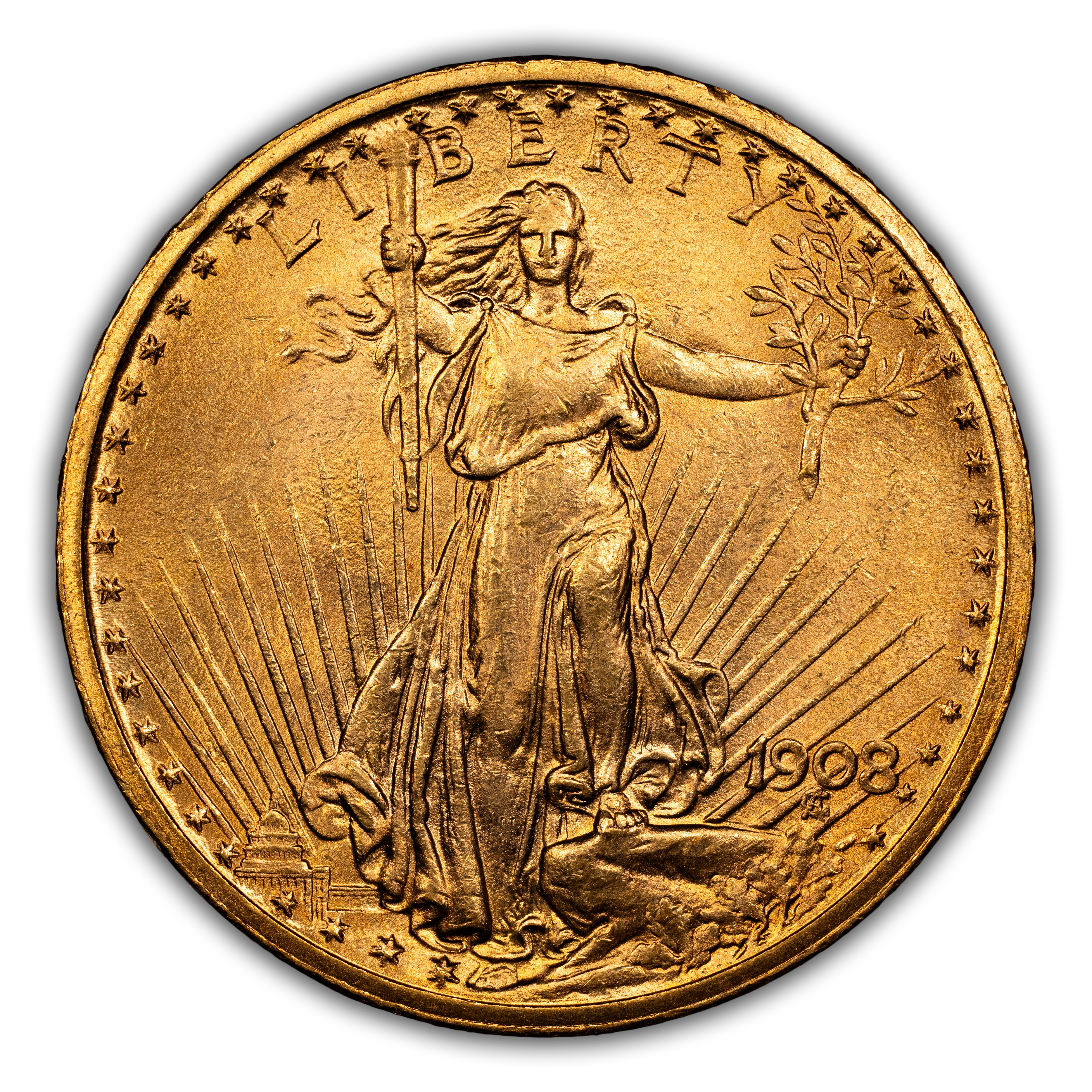 1908 $20  No Motto MS thumbnail 3