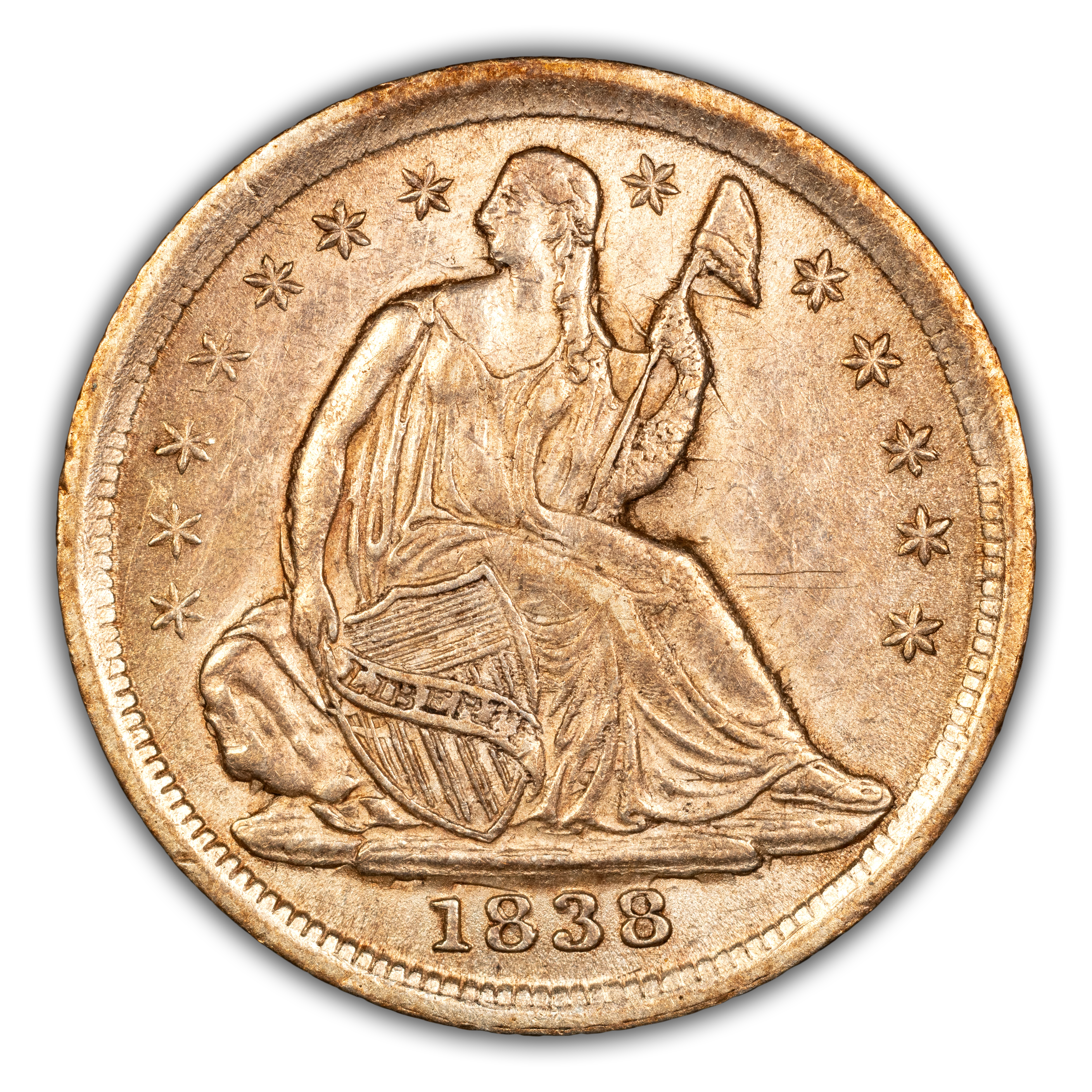 1838 H10c No Drapery, Small Stars MS thumbnail 3