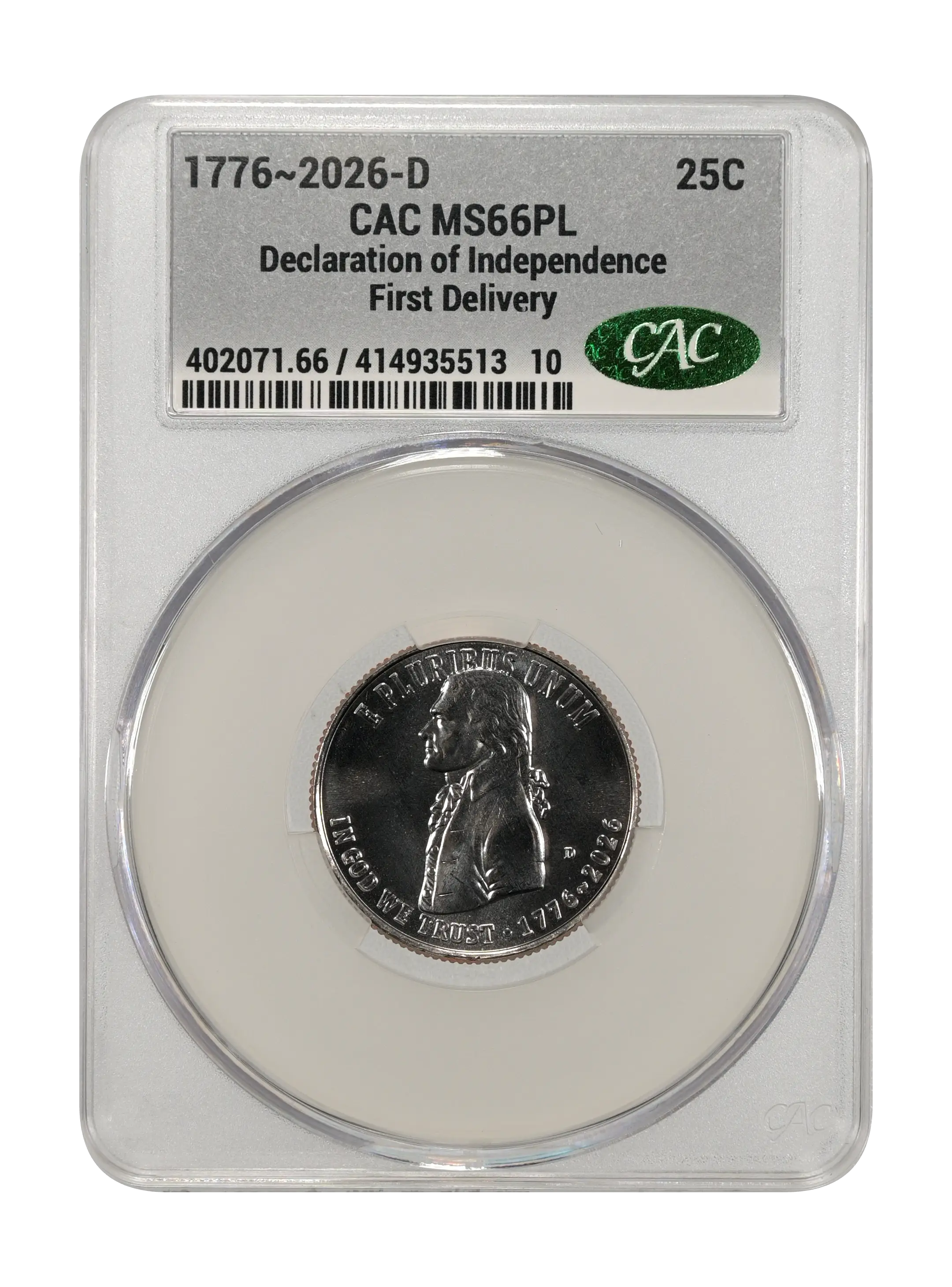 1776~2026-D 25c Declaration of Independence MS PL