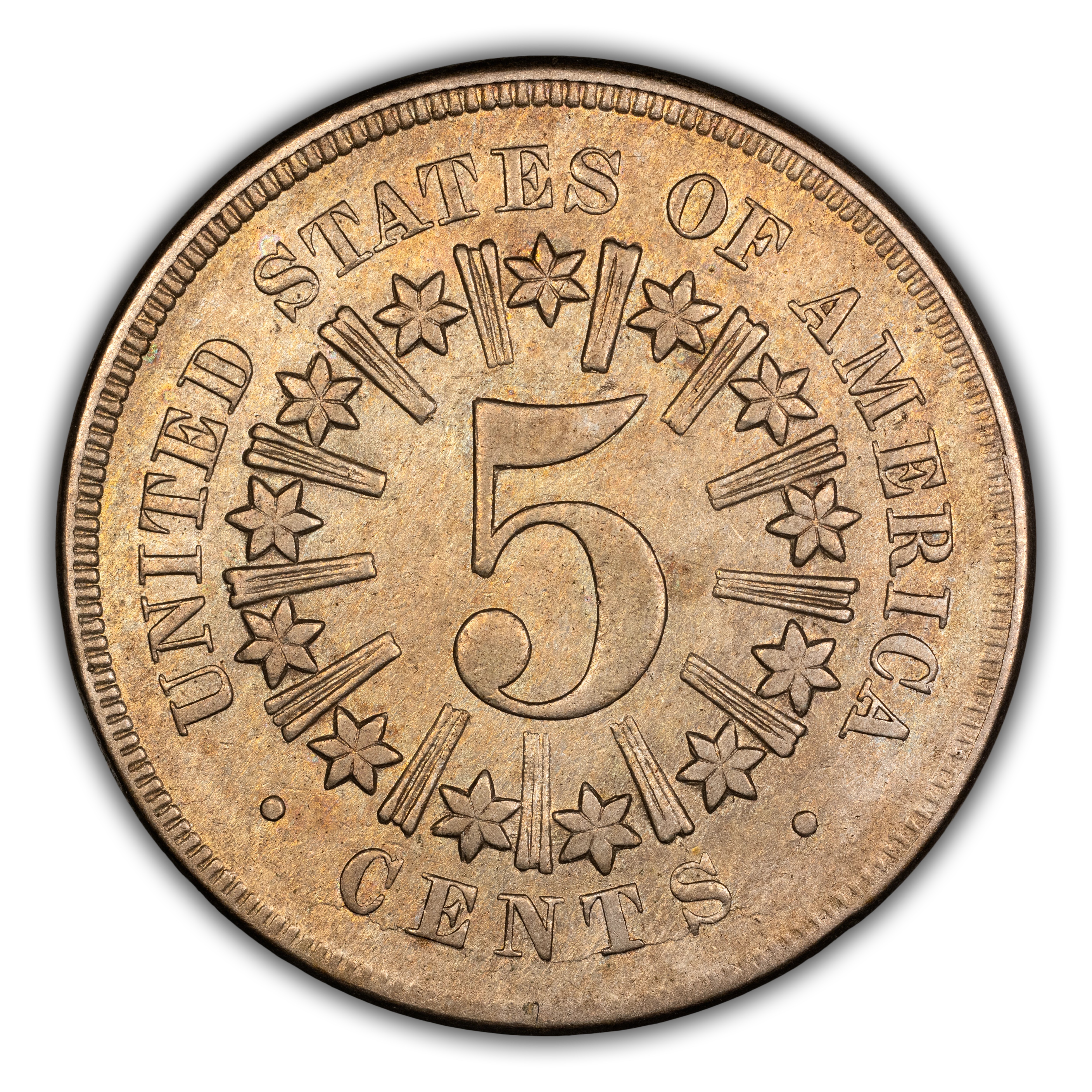 1866/1866 5c Rays, Repunched Date, FS-303 MS thumbnail 2