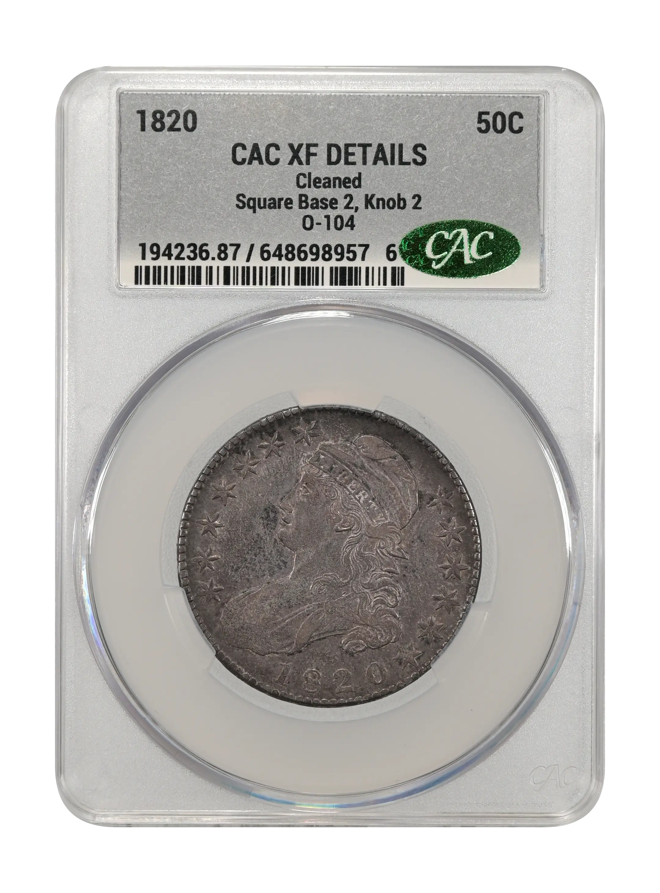 1820 50c Square Base 2, Knob 2, O-104 MS thumbnail 9