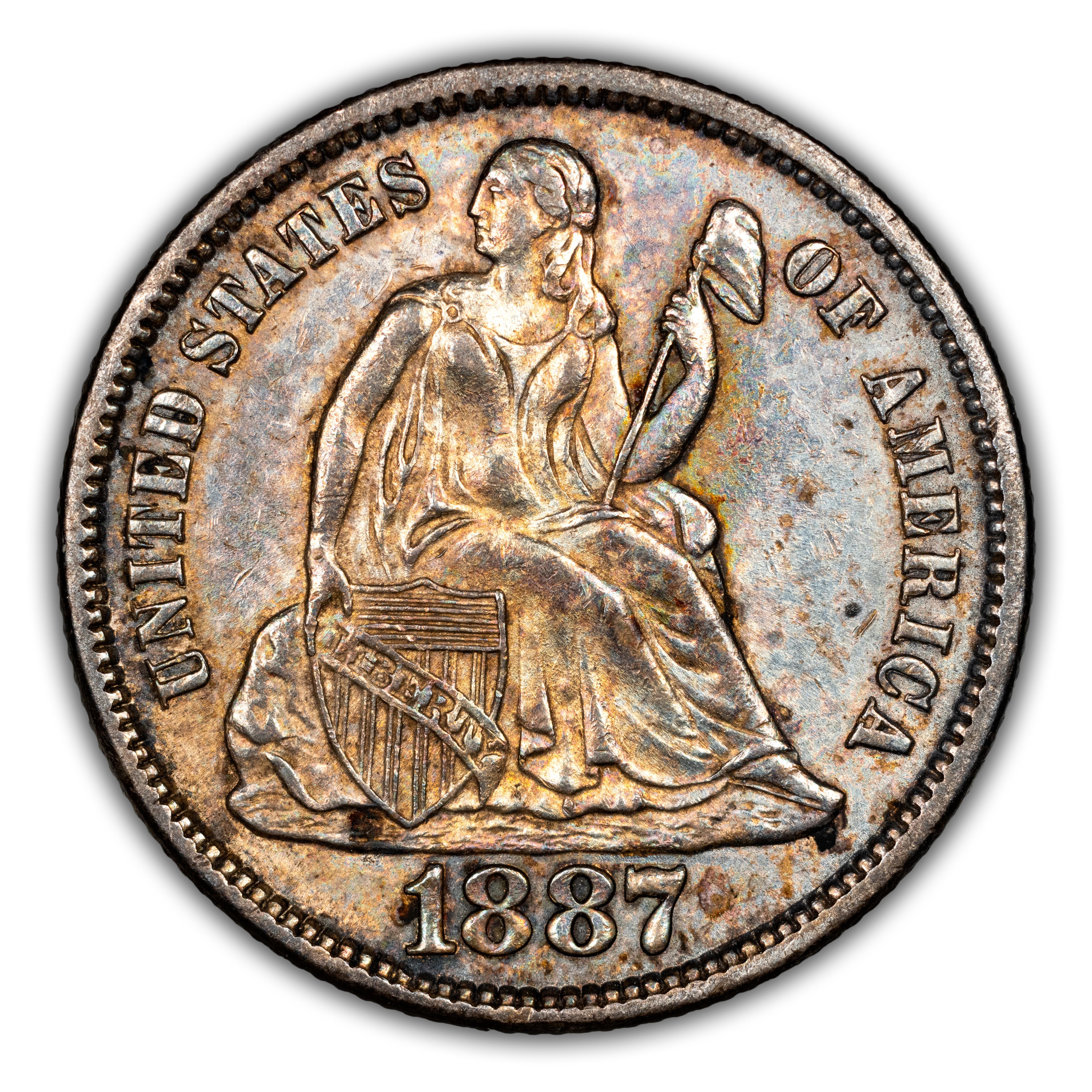 1887-S 10c Shattered Reverse, F-107 MS thumbnail 2