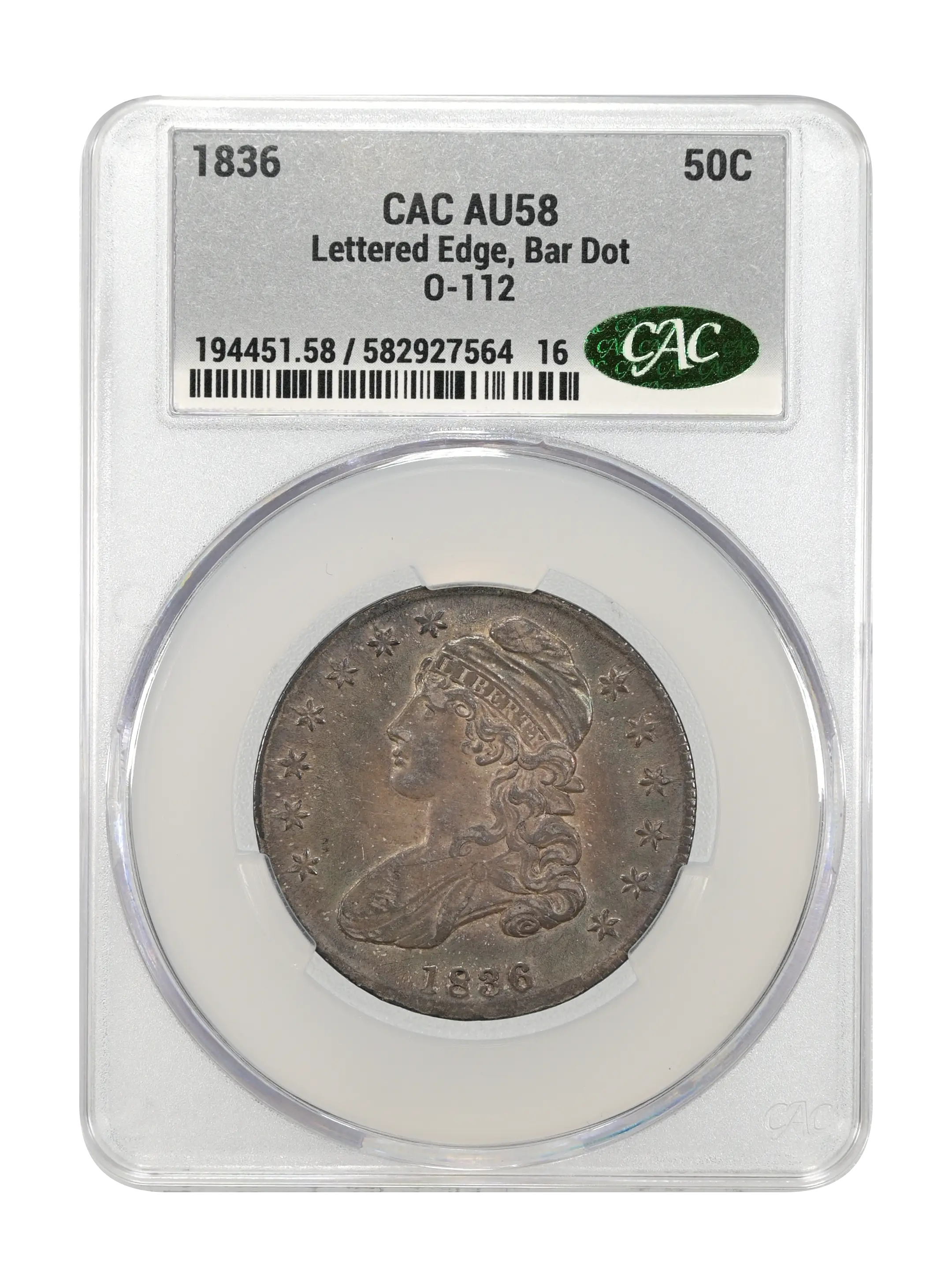 1836 50c Lettered Edge, Bar Dot, O-112 MS thumbnail 10