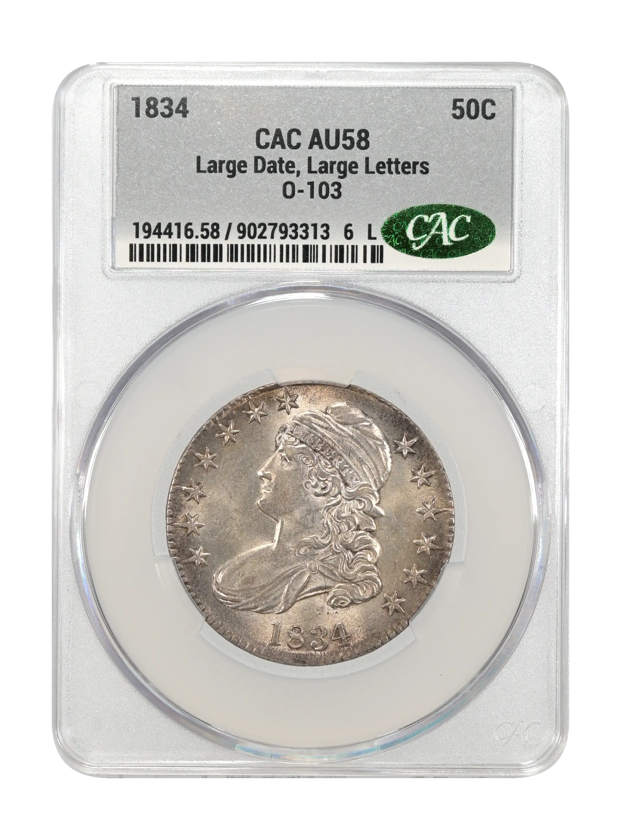 1834 50c Large Date, Large Letters, O-103 MS thumbnail 9