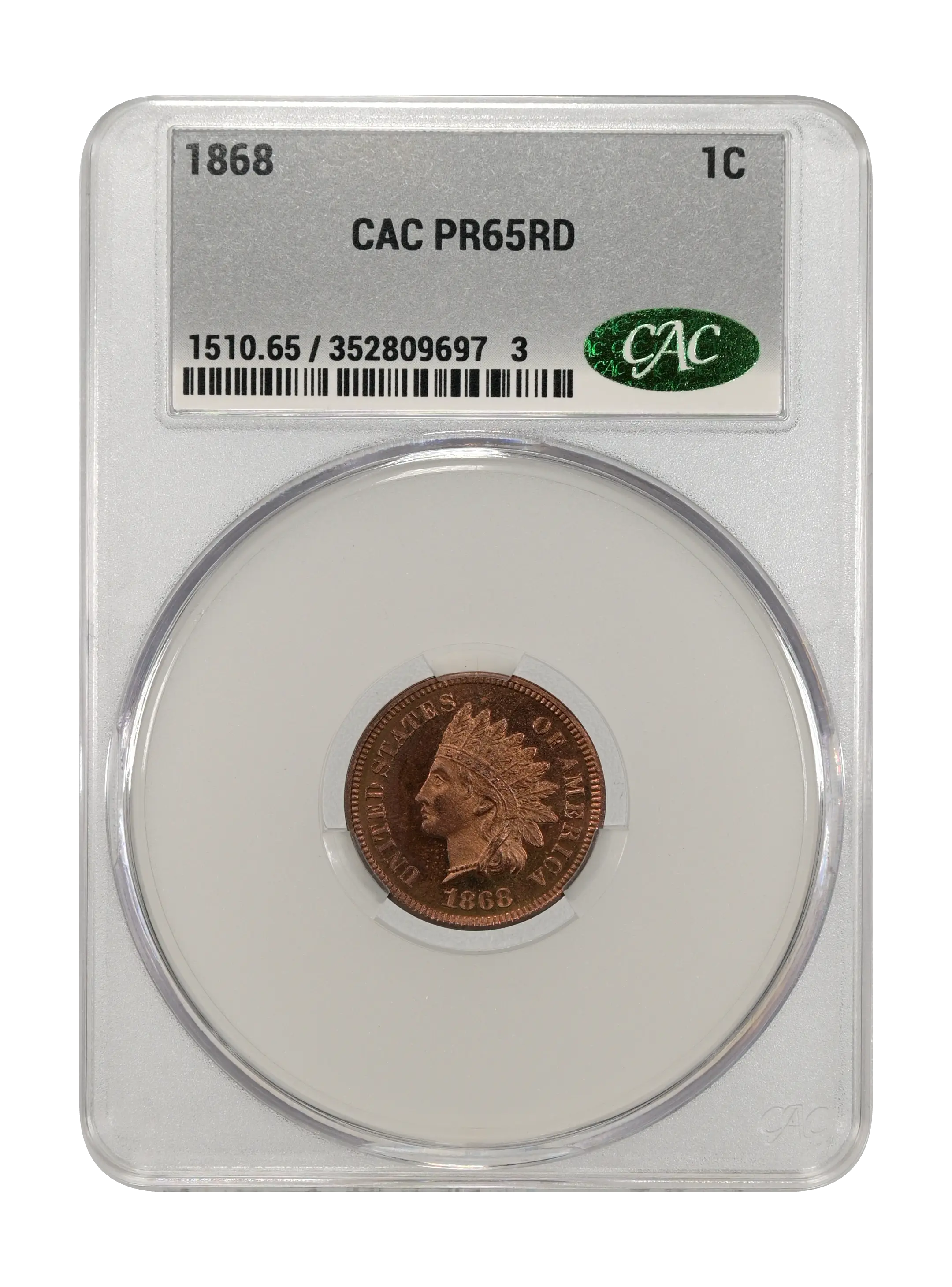 1868 1c PR RD PR64 RD CAC thumbnail 21