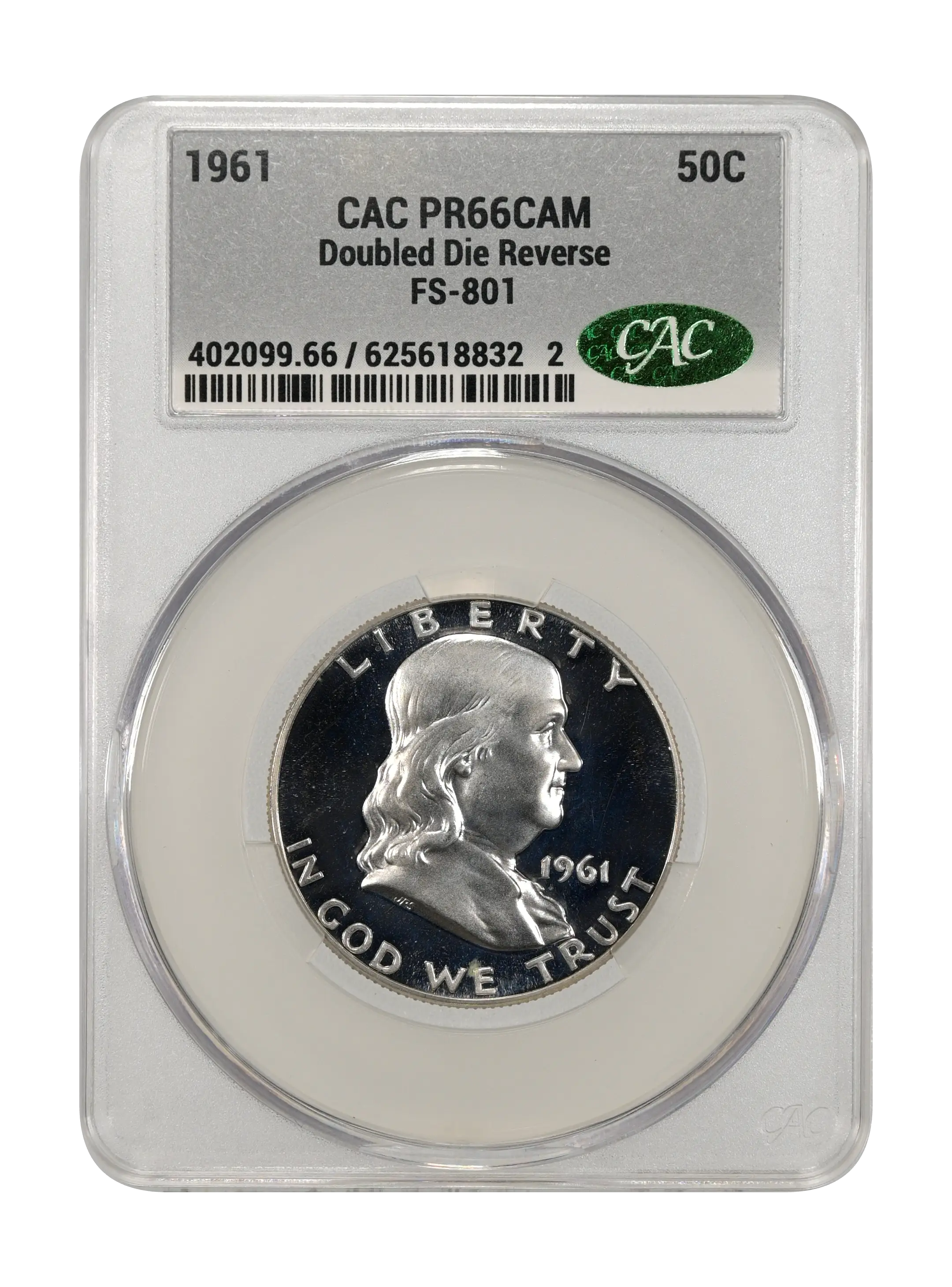 1961 50c Doubled Die Reverse, FS-801 PR CAM thumbnail 6