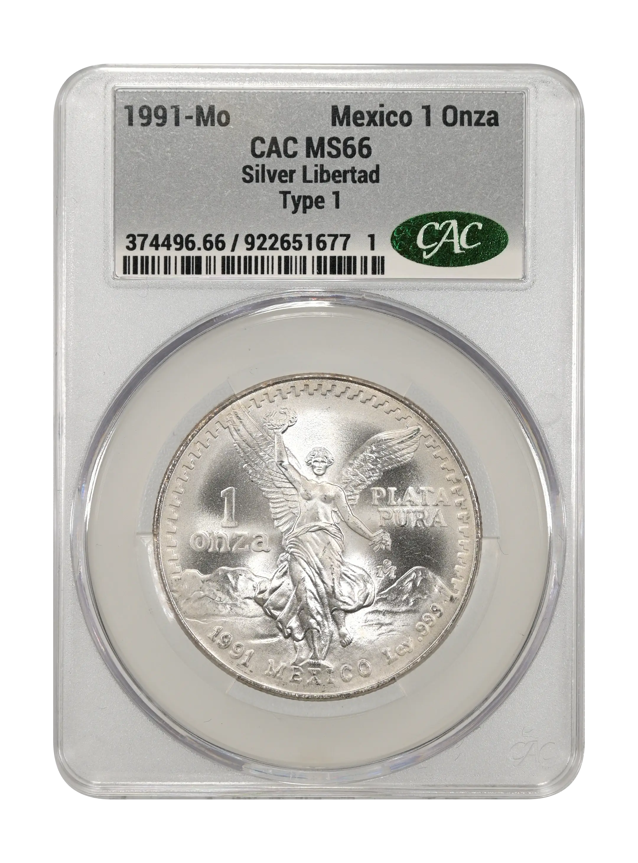 1991-Mo 1 Onza Libertad, Silver, Type 1 MS (KM-494.2) MS67 thumbnail 21