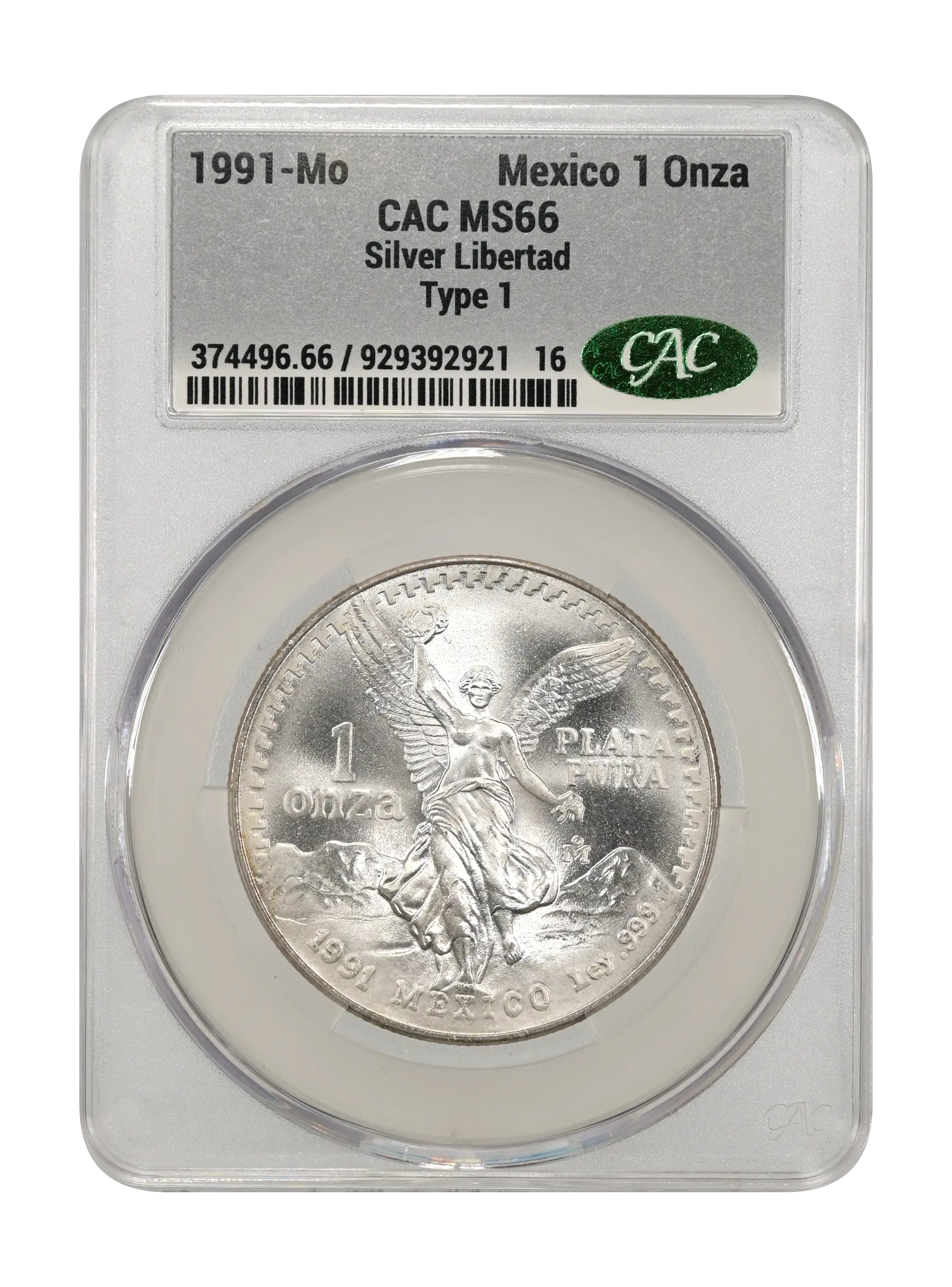 1991-Mo 1 Onza Libertad, Silver, Type 1 MS (KM-494.2) MS67 thumbnail 22