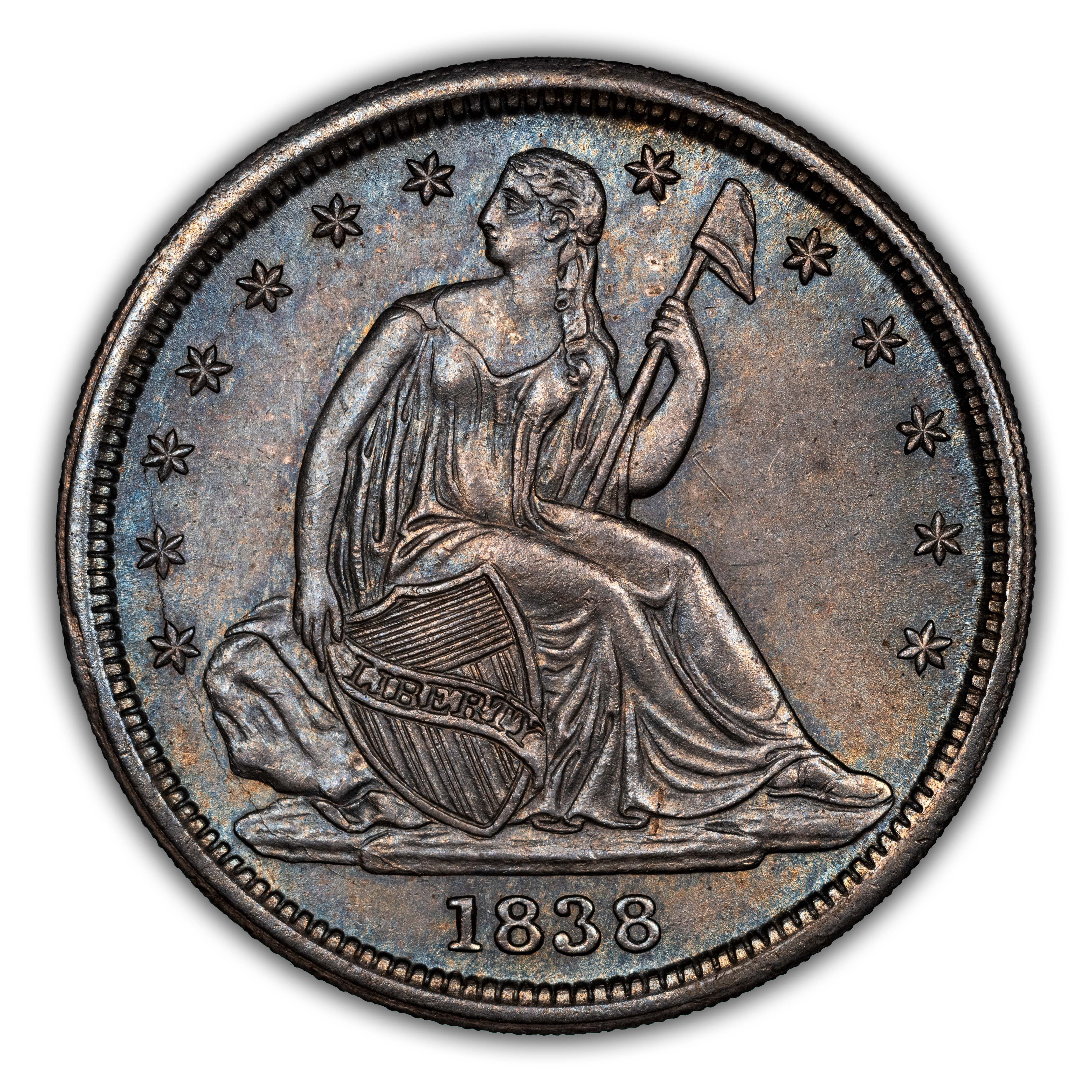 1838 10c No Drapery, Small Stars MS thumbnail 3