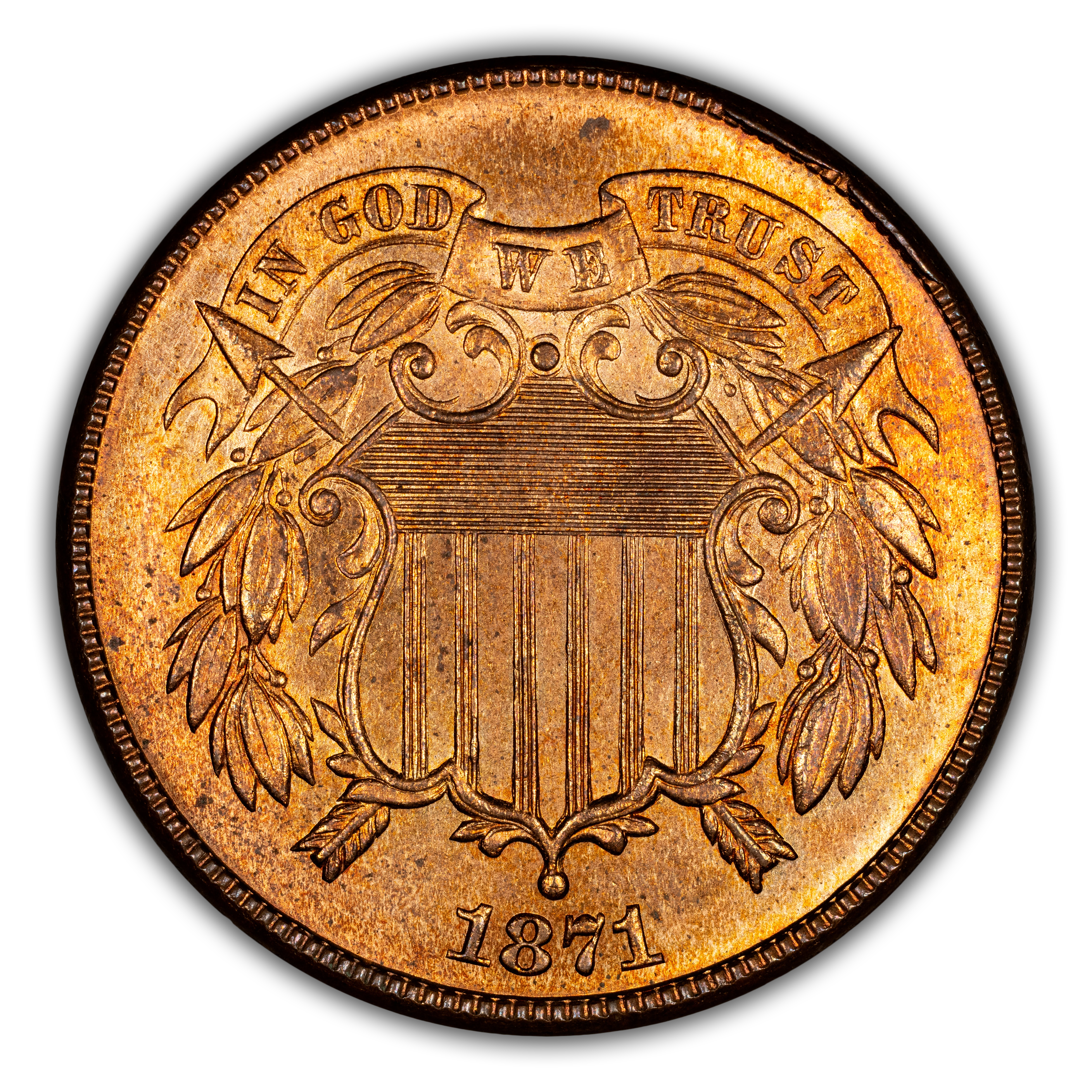 2-Cent Piece Set 2c no 1867 DDO, 10 Coins MS RD thumbnail 16