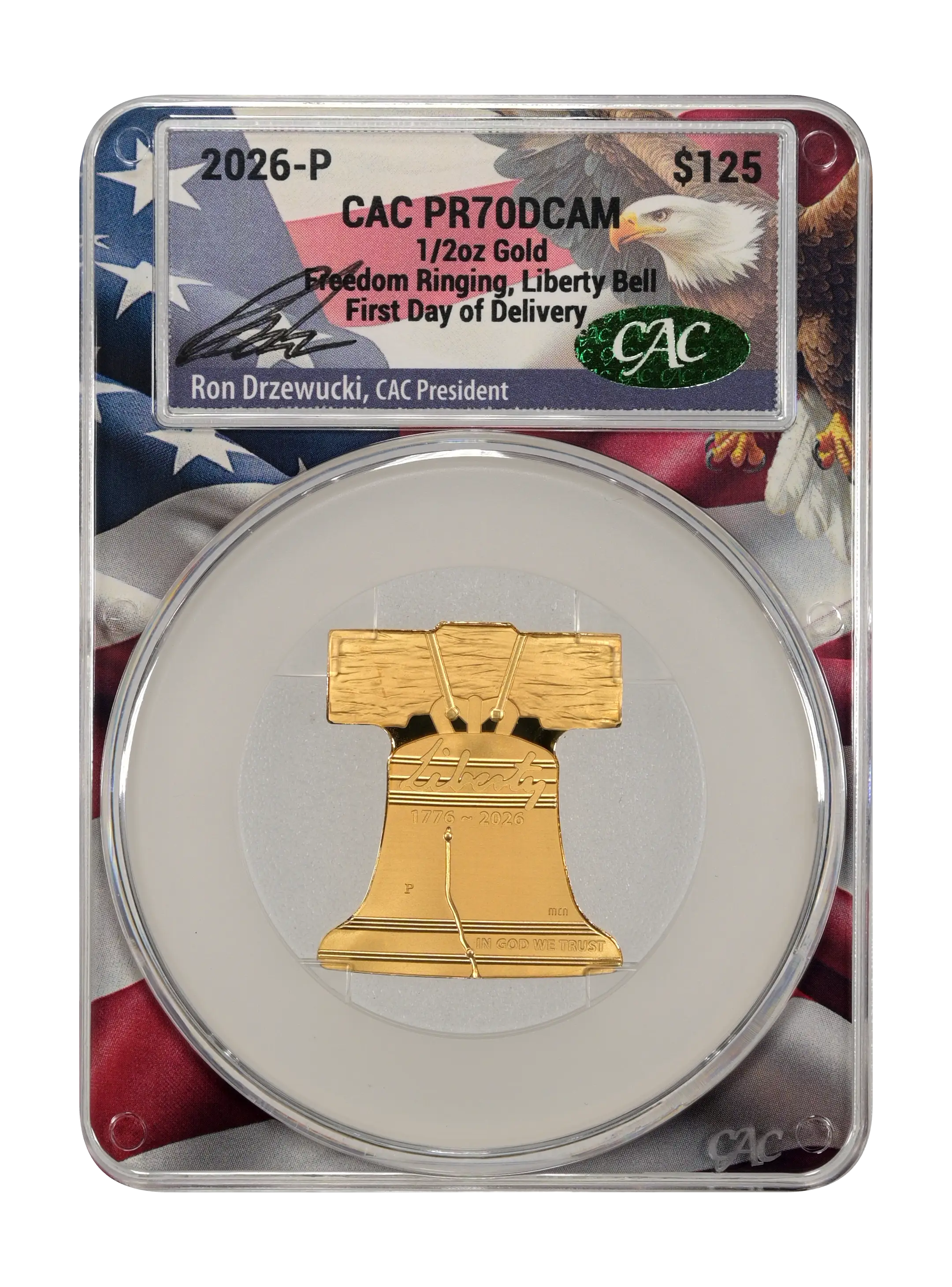 2026-P $125 1/2oz Gold, Freedom Ringing, Liberty Bell PR DCAM thumbnail 10