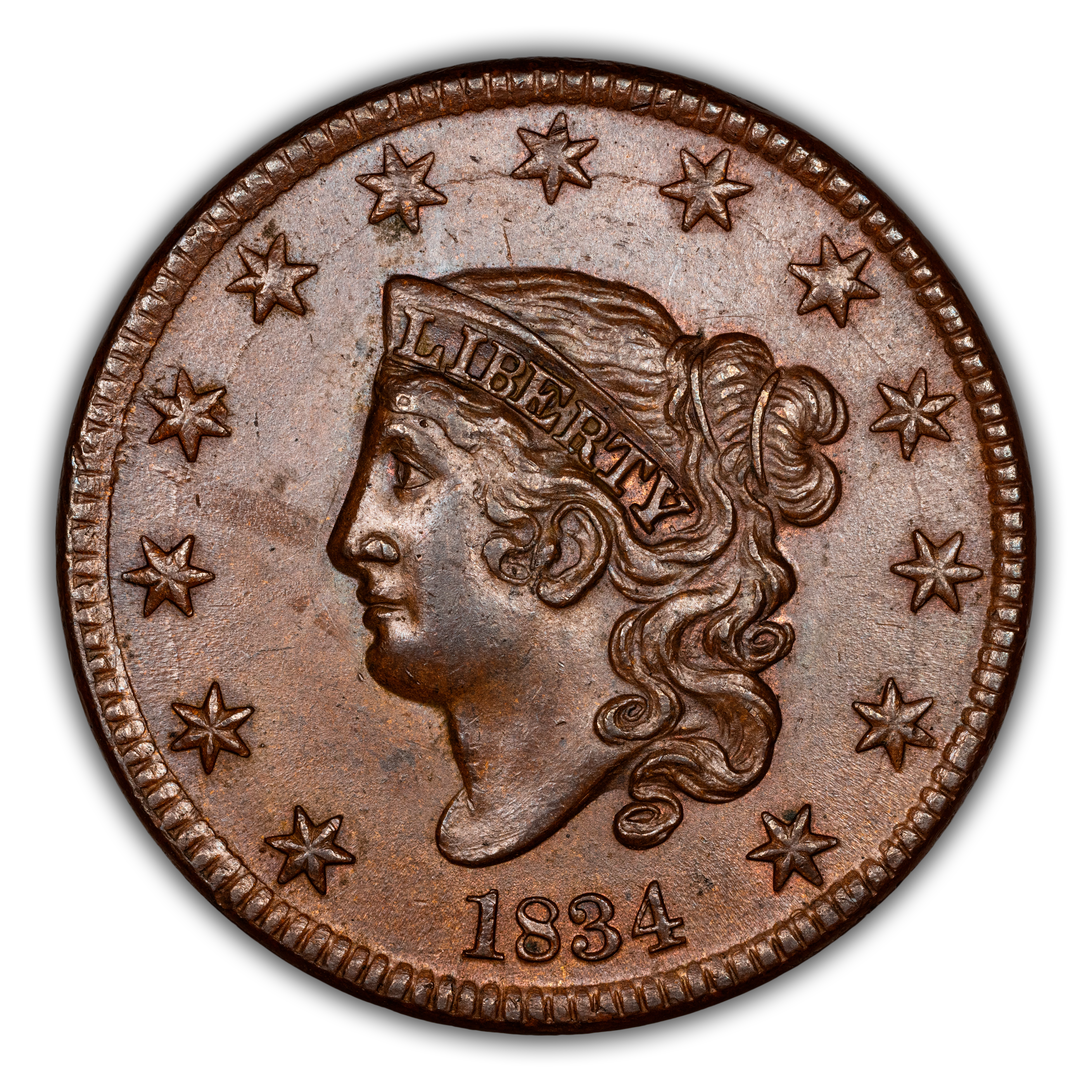 1834 1c Small 8, Large Stars, Medium Letters MS BN