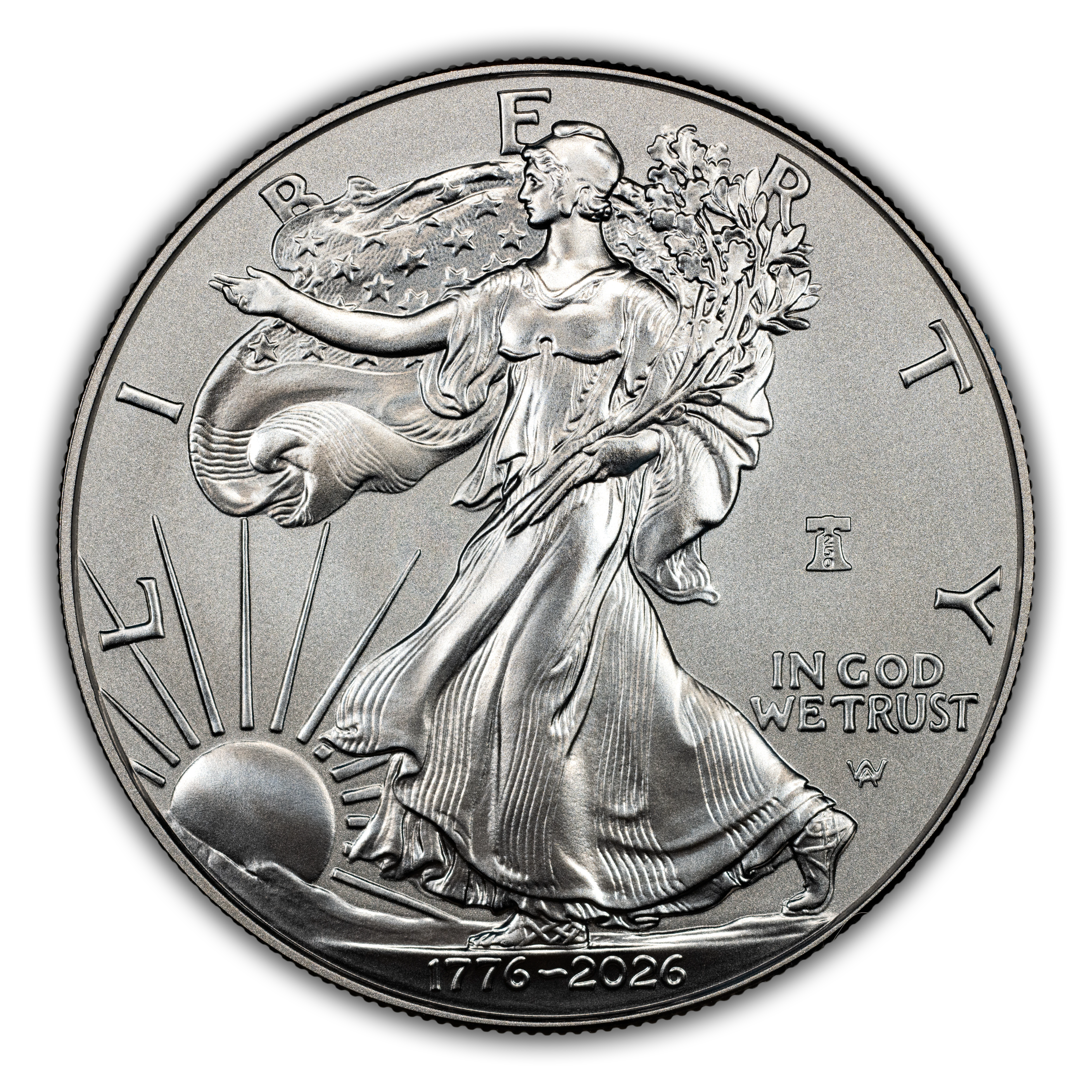 1776~2026-W $1  Silver Eagle, Enhanced Unc, Liberty Bell Privy, 250th Anniversary MS thumbnail 3