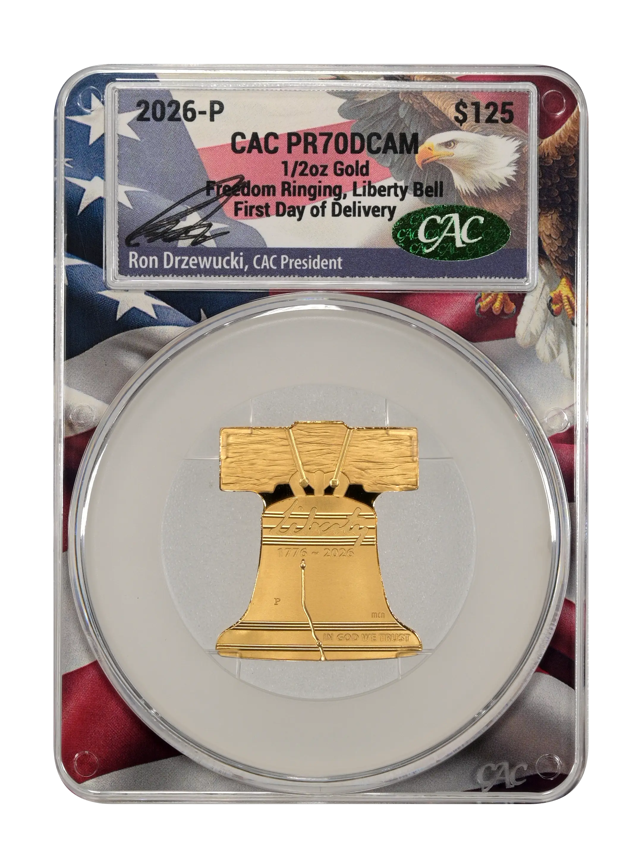 2026-P $125 1/2oz Gold, Freedom Ringing, Liberty Bell PR DCAM thumbnail 11