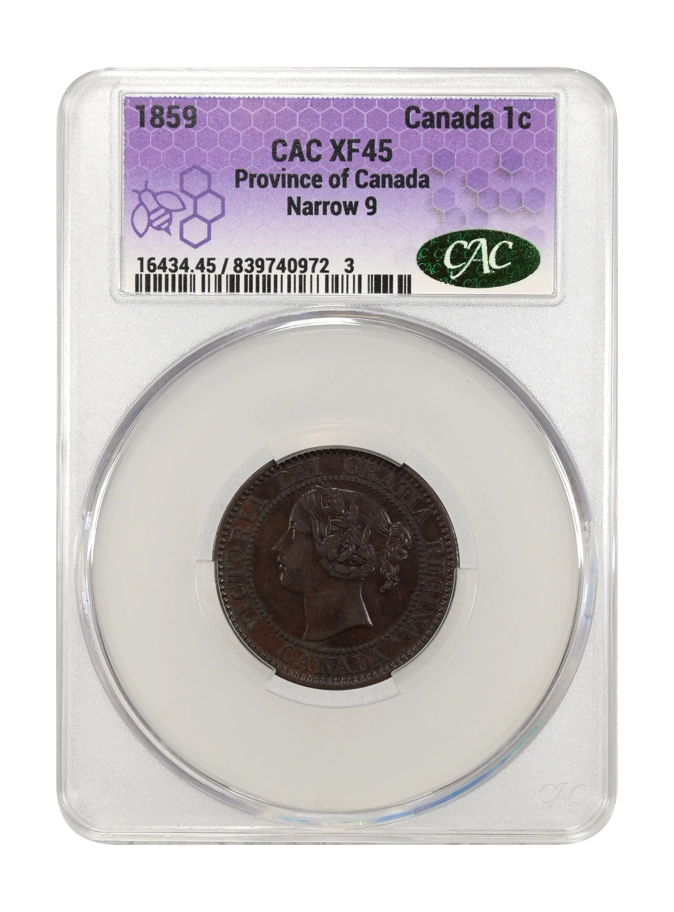 1859 1c Province of Canada, Narrow 9             MS BN thumbnail 4