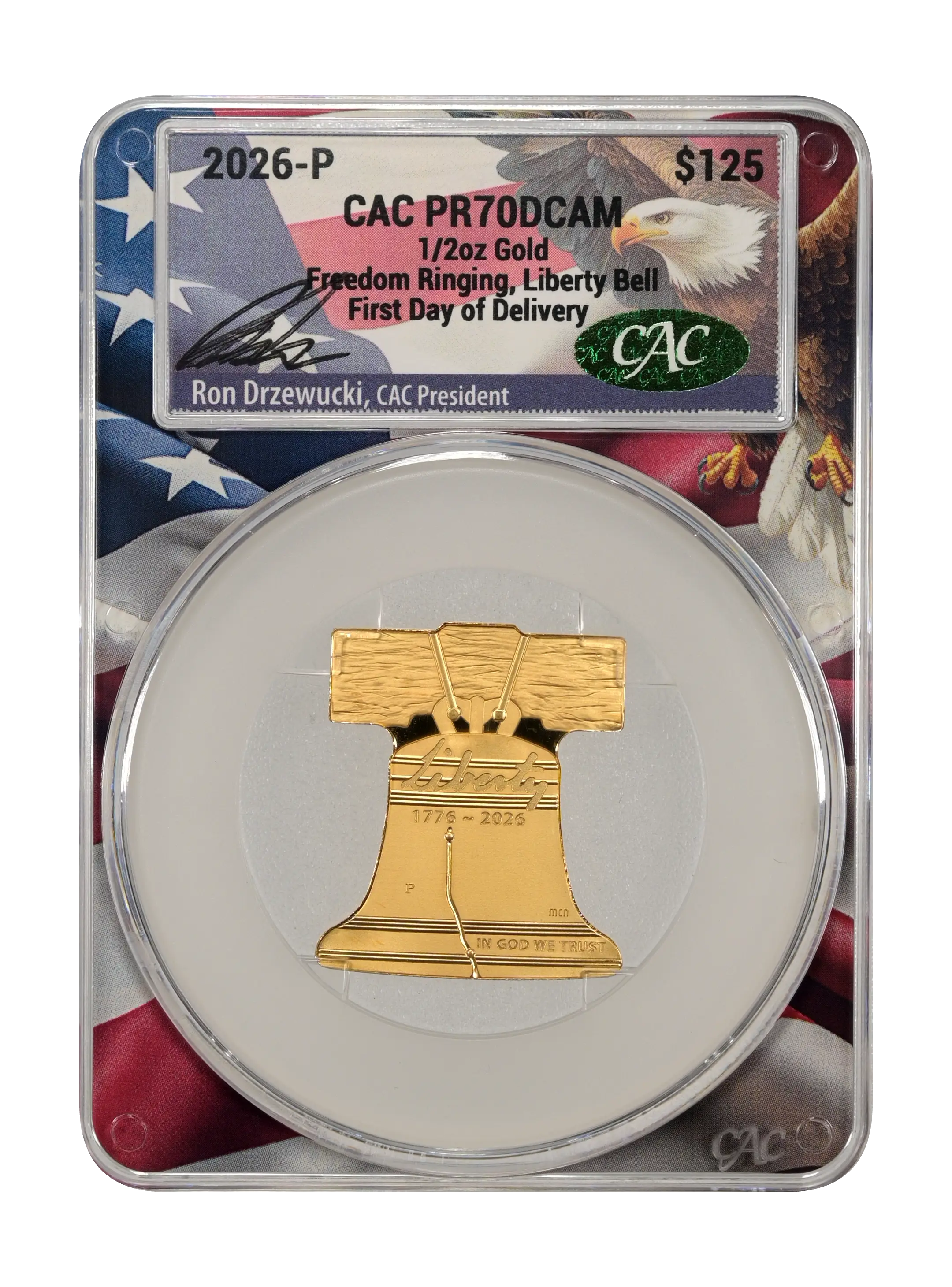 2026-P $125 1/2oz Gold, Freedom Ringing, Liberty Bell PR DCAM thumbnail 12