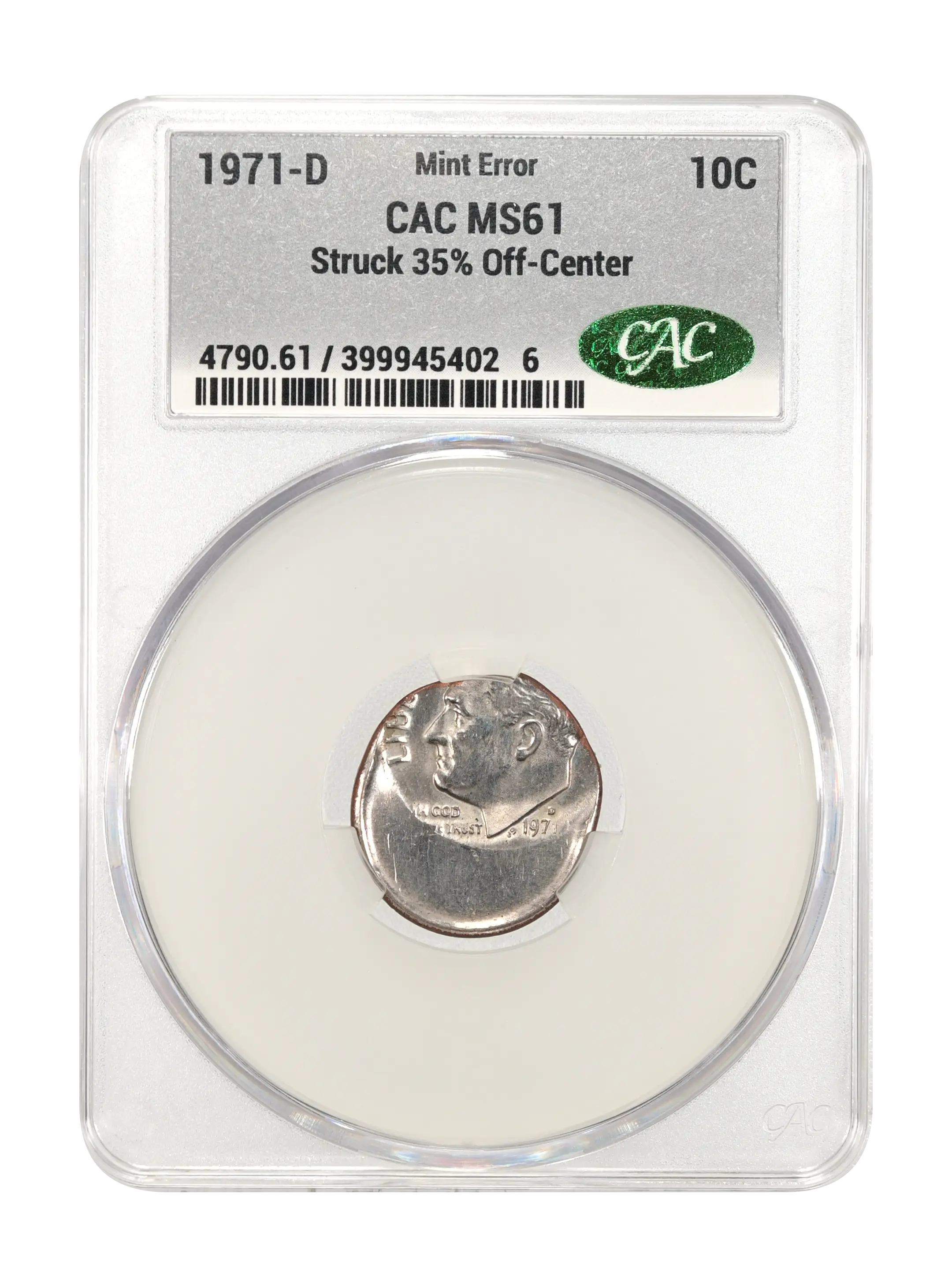 1971-D/D 10c Repunched Mintmark, FS-501 MS thumbnail 7